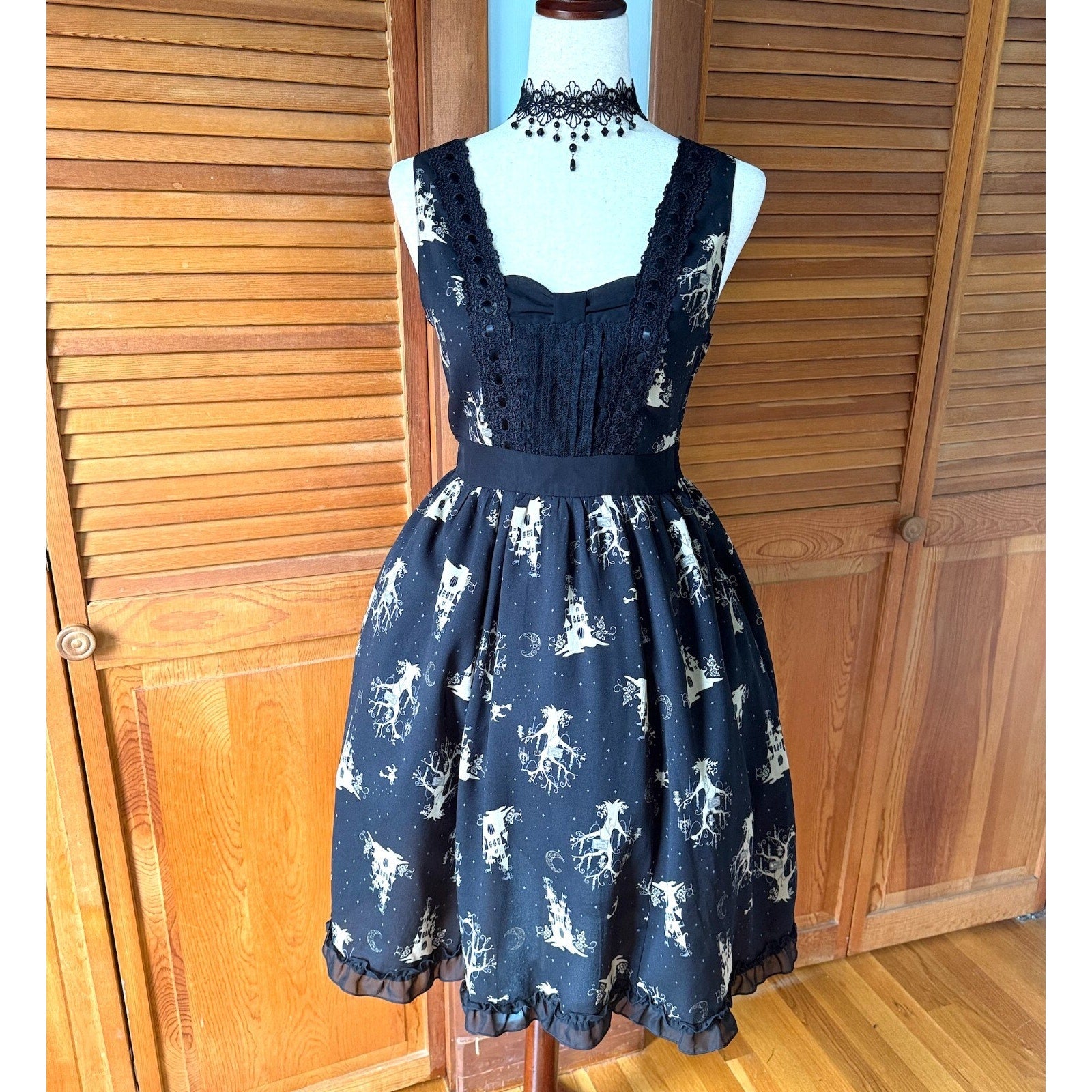Axes Femme J-fashion Jirai Lolita Dolly EGL Himekaji Black Castle Dress JSK M