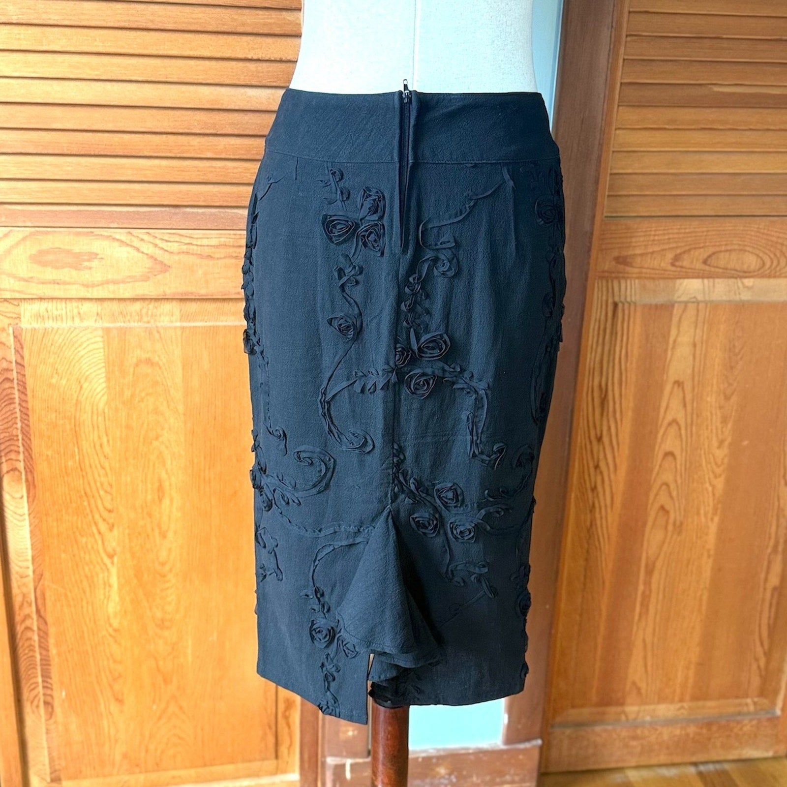 Vintage Lip Service Blacklist Gothic Victorian Swirl Rose Knee Fishtail Skirt S