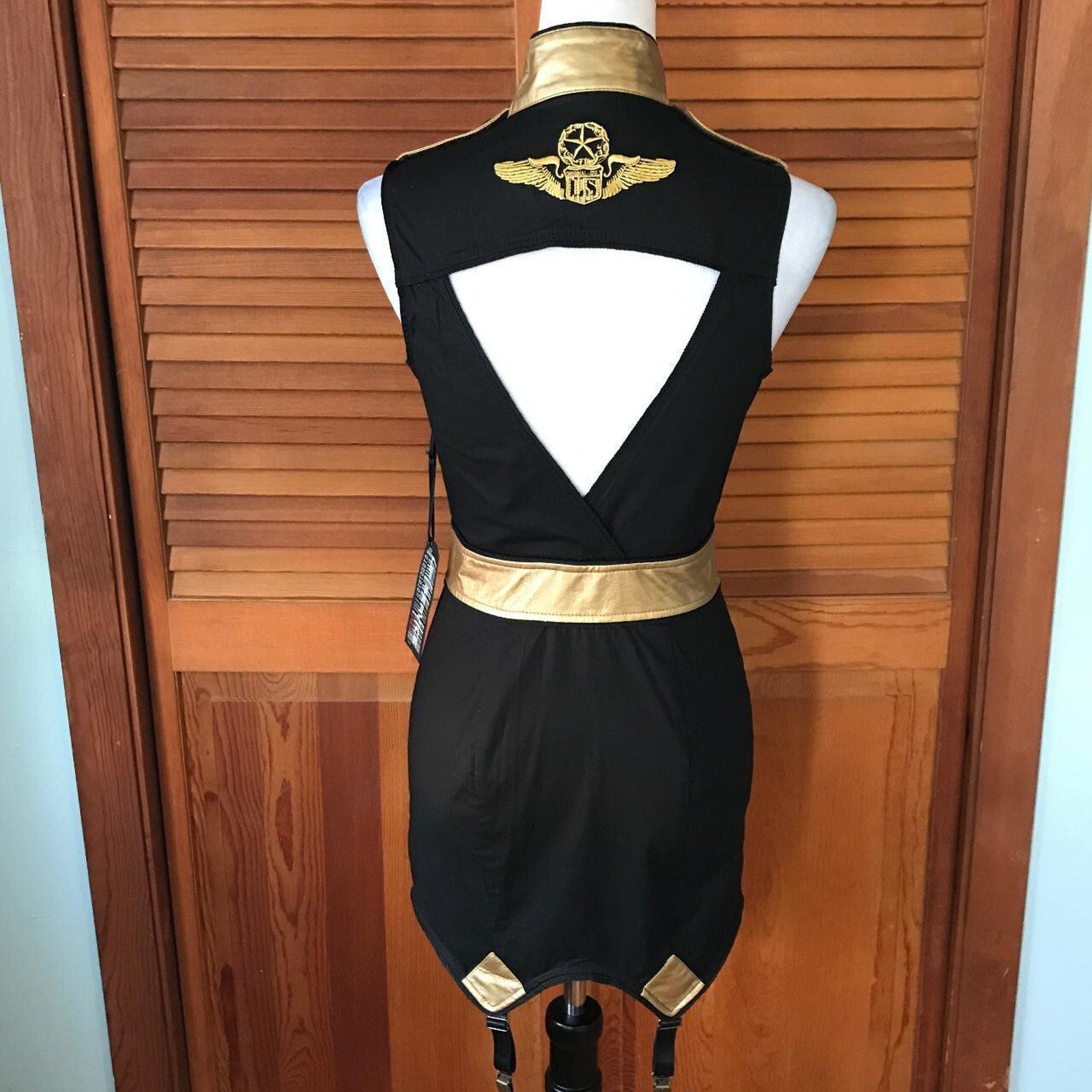 Vintage Lip Service Goth Punk Steampunk Military Cosplay Garter Tunic Dress