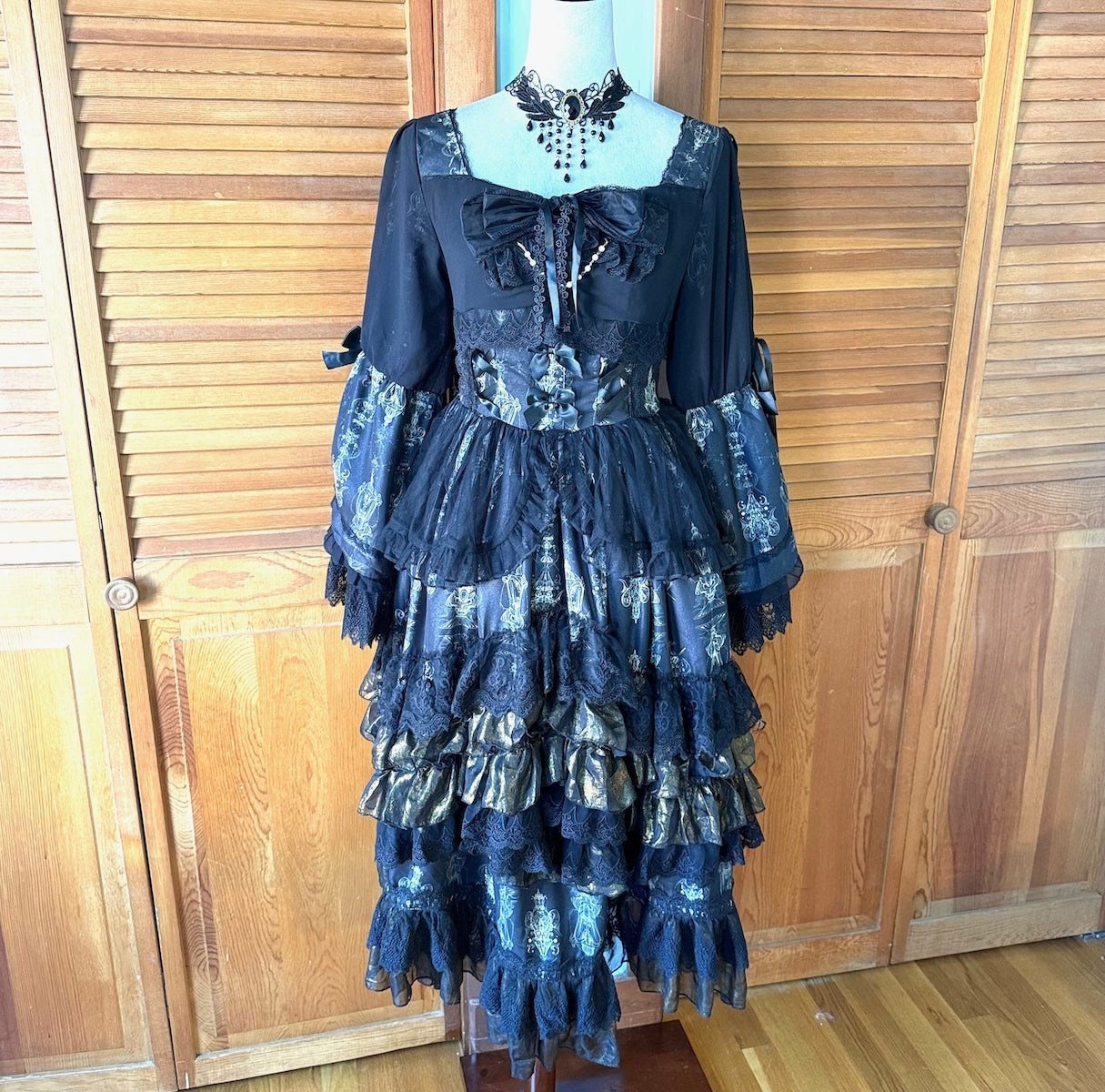 Gothic Lolita Victorian Princess Hime Sama Black & White Dress Gown M