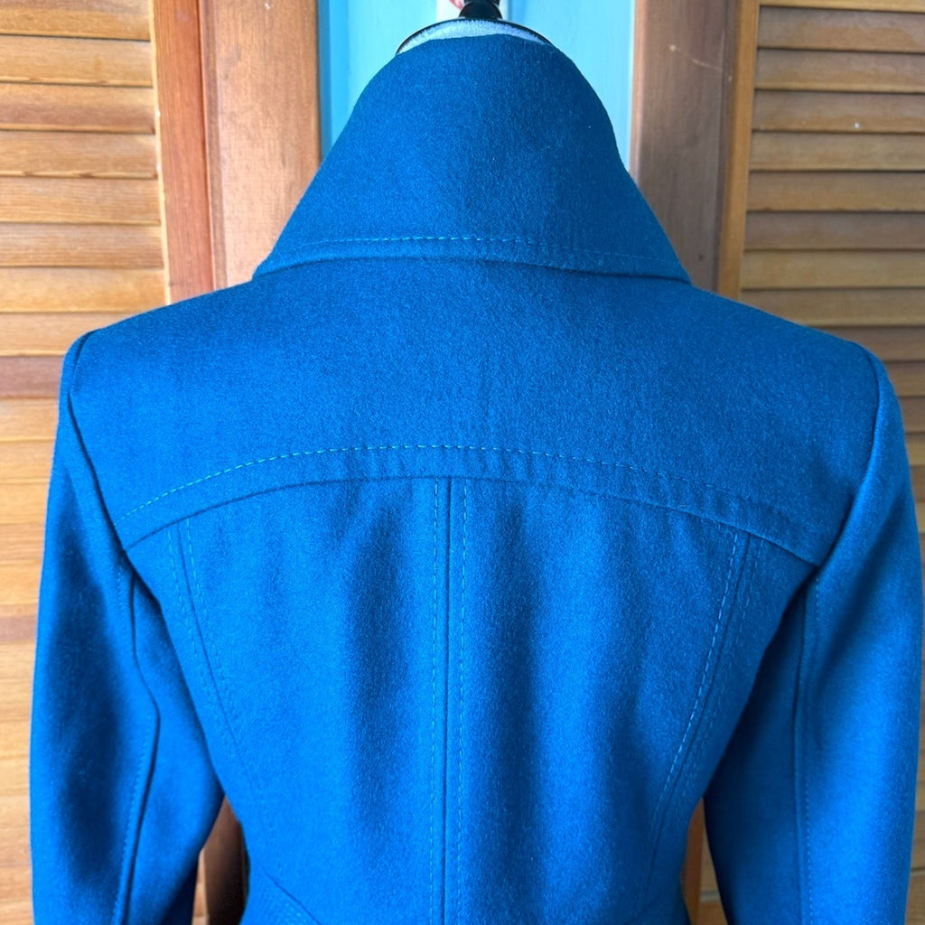 Miss Sixty J-fashion Dollcore Gyaru Himekaji Teal Wool Blend Pea Coat Jacket S