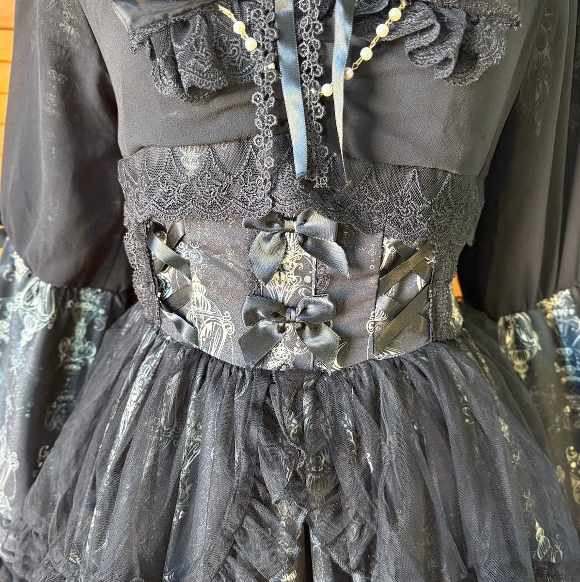 Gothic Lolita Victorian Princess Hime Sama Black & White Dress Gown M