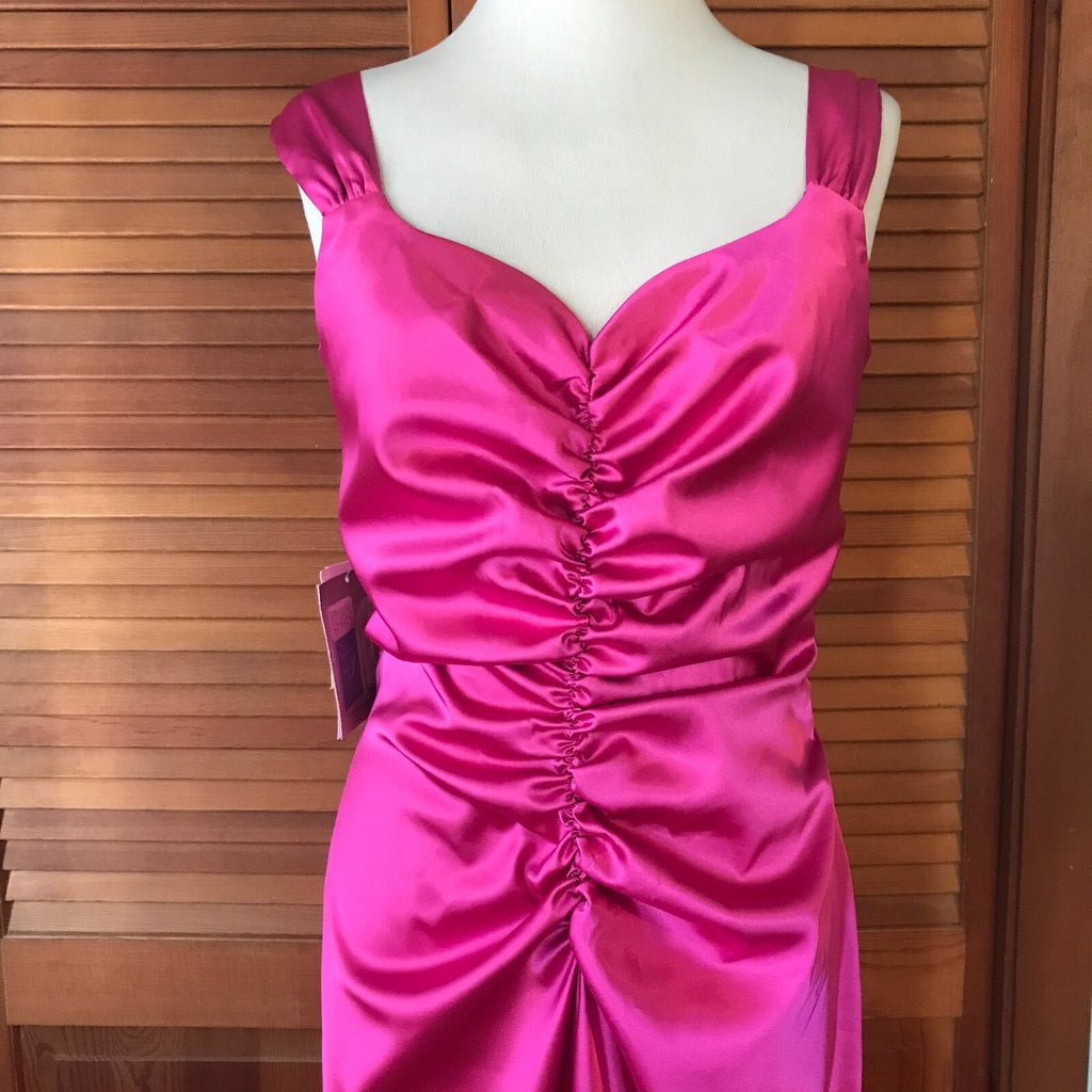 Jessica McClintock Vintage Victorian Lolita Fuchsia Ruffle Train Evening Gown L