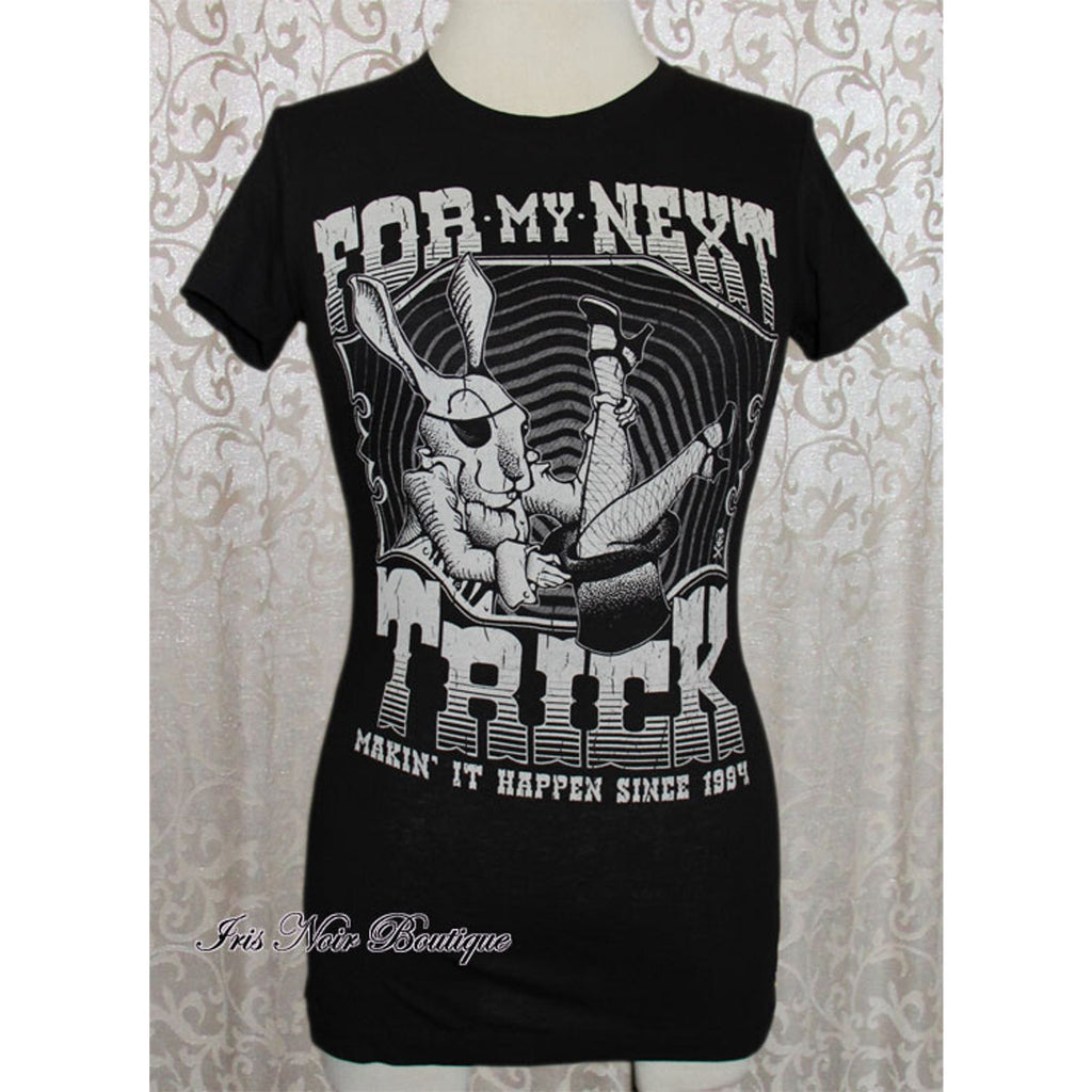 Punk Goth Horror Demented Circus Rabbit Trick Soft Black T-Shirt