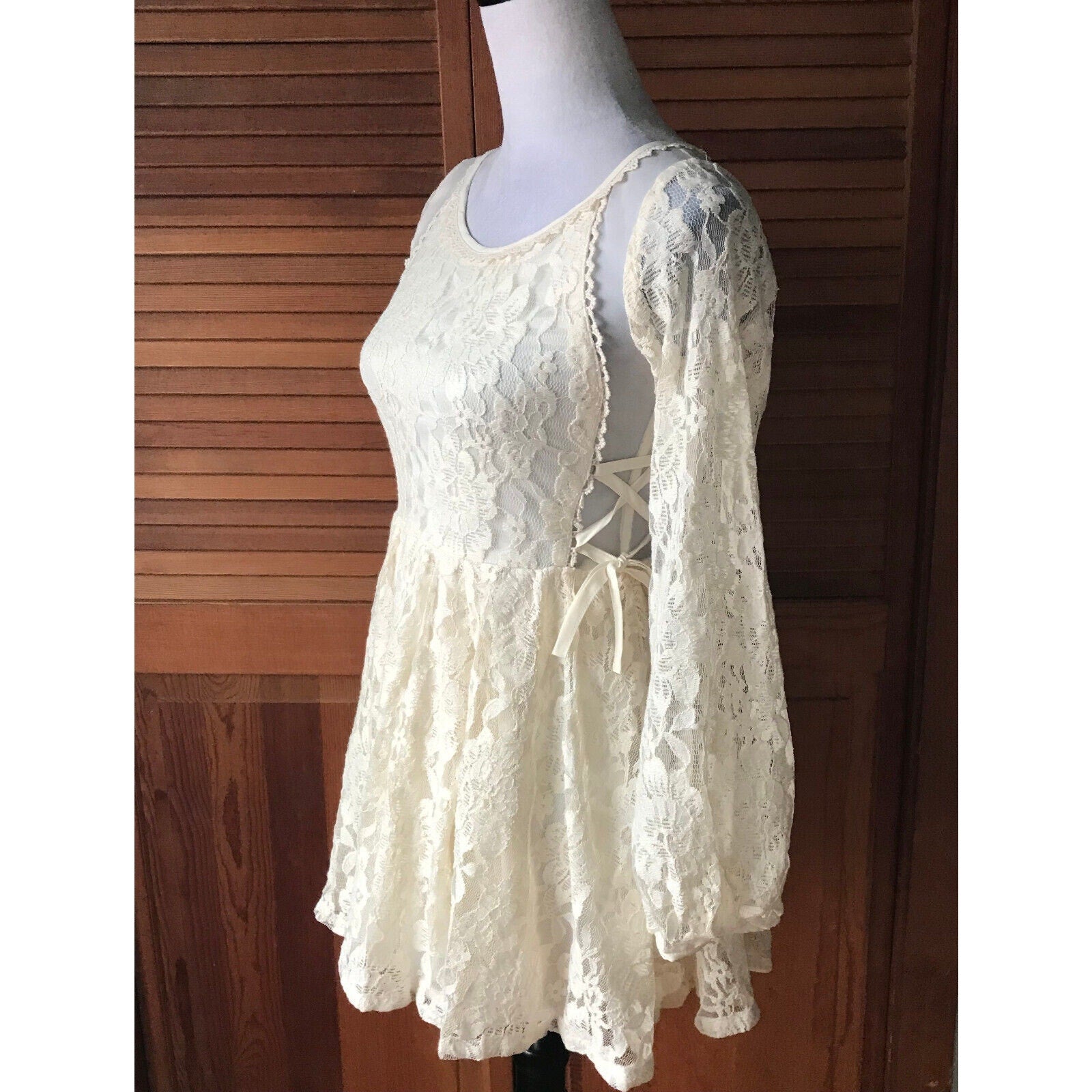 Liz Lisa Style J-fashion Dollcore Cottage Coquette Ivory White Lace Dress S