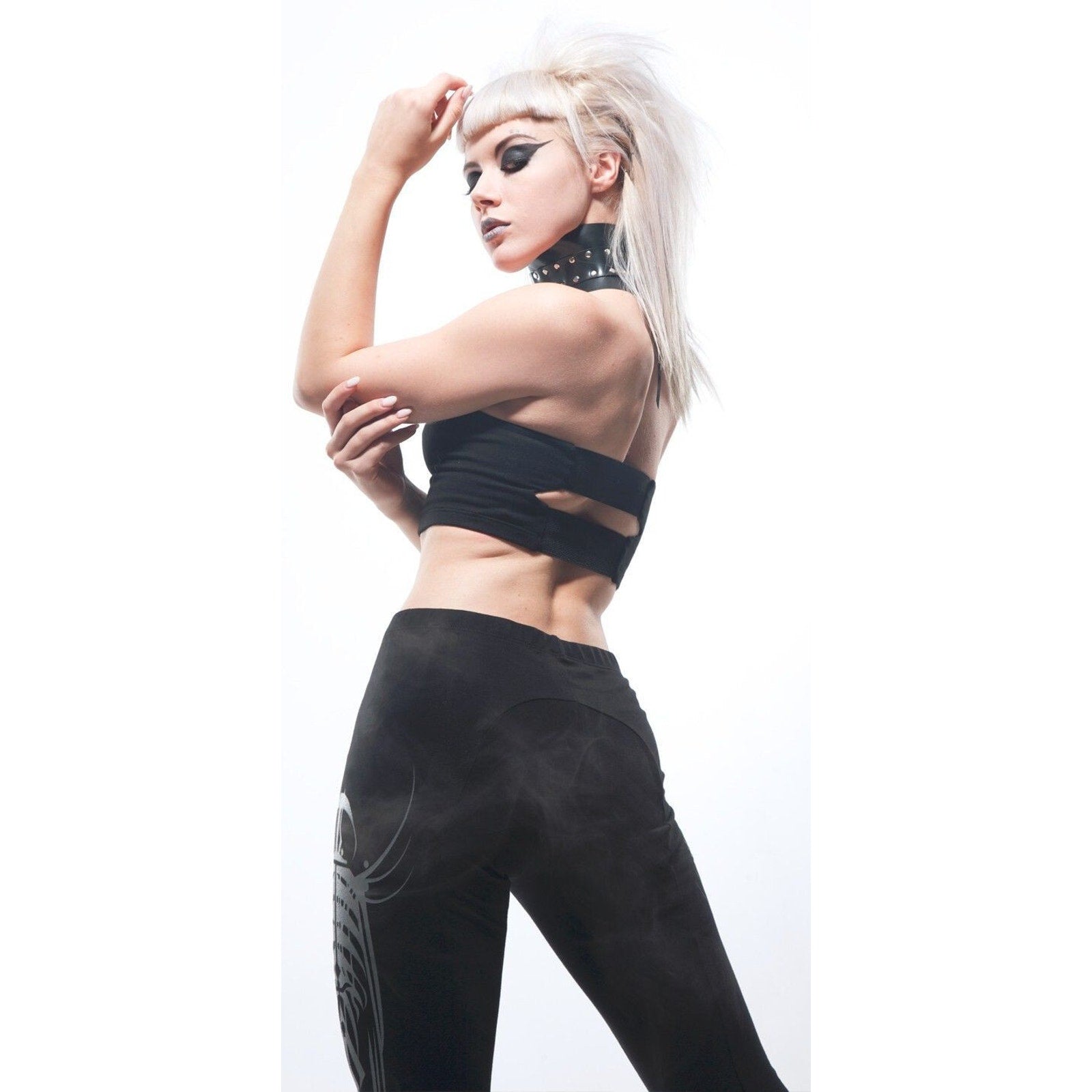 Lip Service Millennium Moon Goth Punk Cyber Tribal Goth Boob Top Black/Black XL