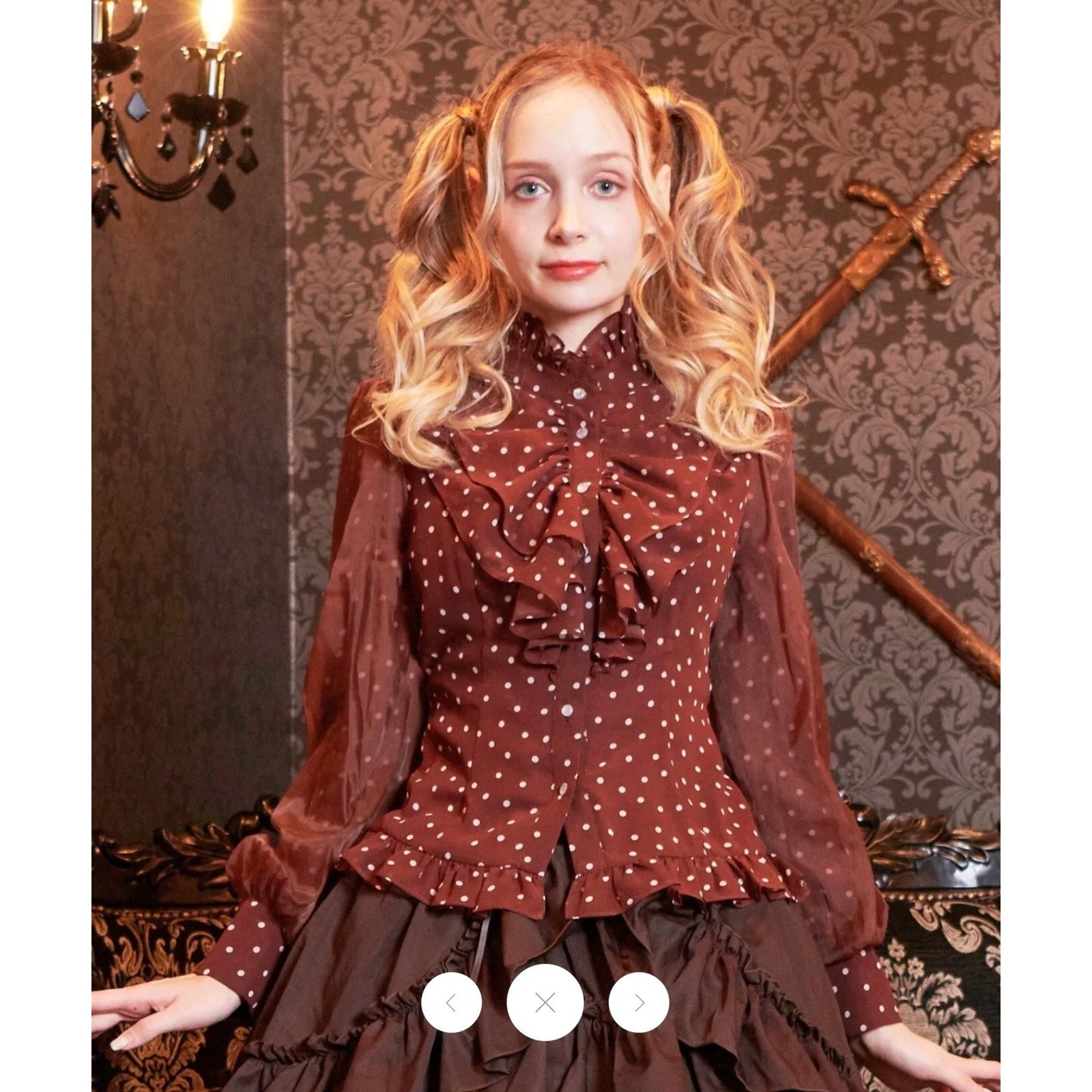 Bodyline J-fashion Gyaru Dollcore Lolita EGL Harjuku Brown Polka Dot Shirt L