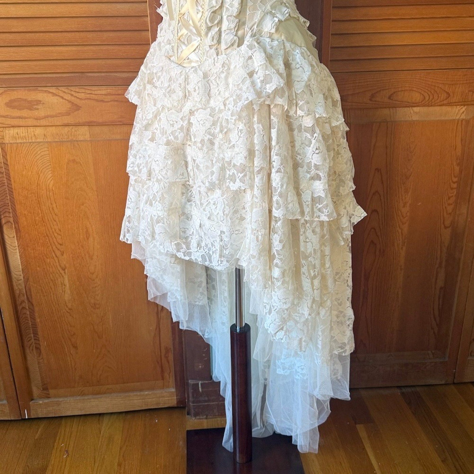 Burleska Gothic Victorian Renaissance Cream Taffeta Lace Corset Dress