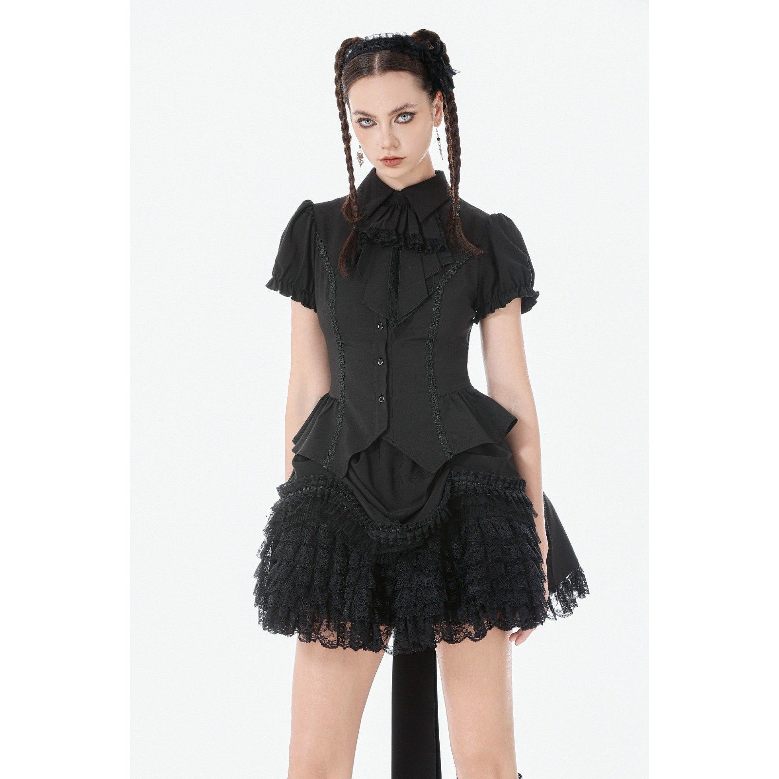Dark in Love Gothic Victorian Vampire BlackSatin & Lace Coffin Mini Skirt OS