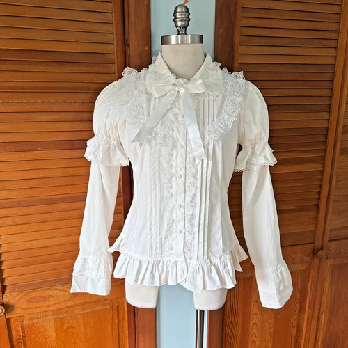 ACDC Rag Gothic Lolita EGL Aristocrat White Bow Ruffle Transformer Shirt