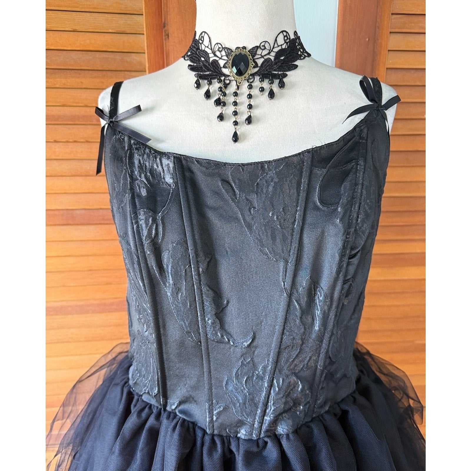 Dolls Kill Gothic Victorian Halloween High Low Brocade & Tulle Gown Dress 1X