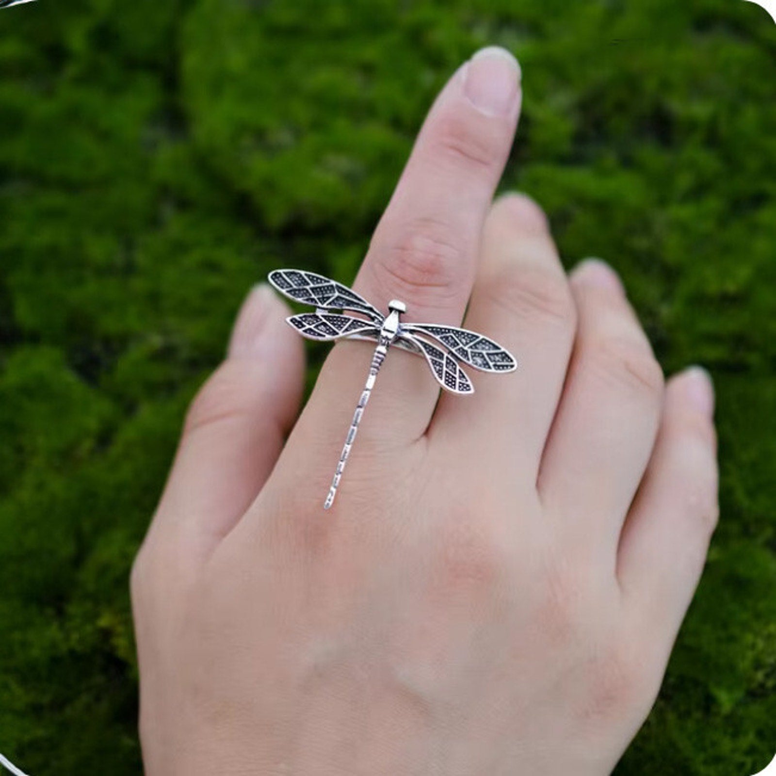 Garden Goth Lolita Victorian EGL Dragonfly Adjustable Size Ring