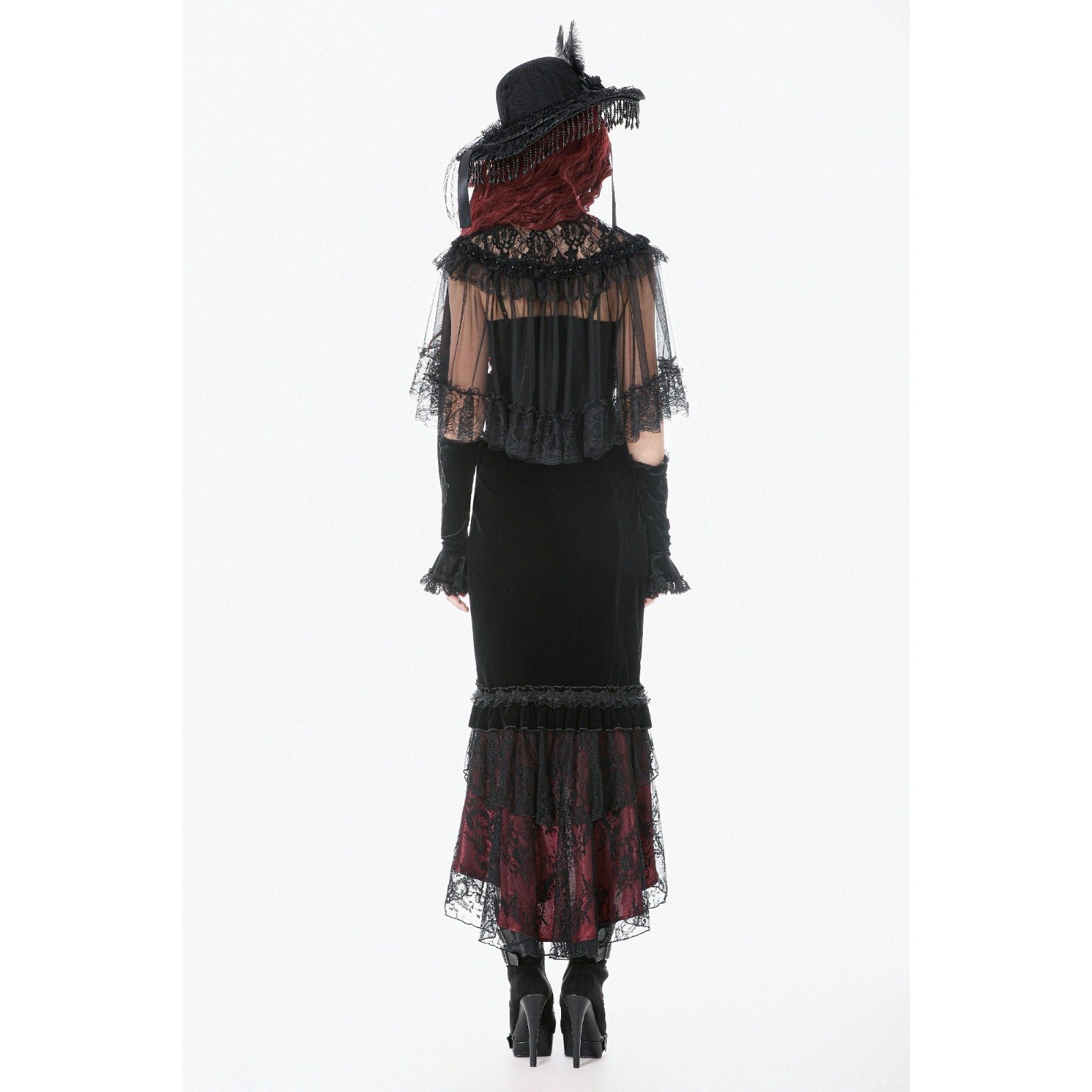 Dark in Love Gothic Victorian Vampire Blood Offering Velvet High Waist Skirt