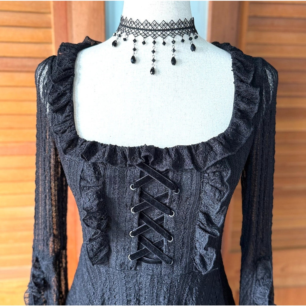 Killstar Gothic Lolita Punk Witch Halloween Black Lace Gabriela Maiden Dress XS