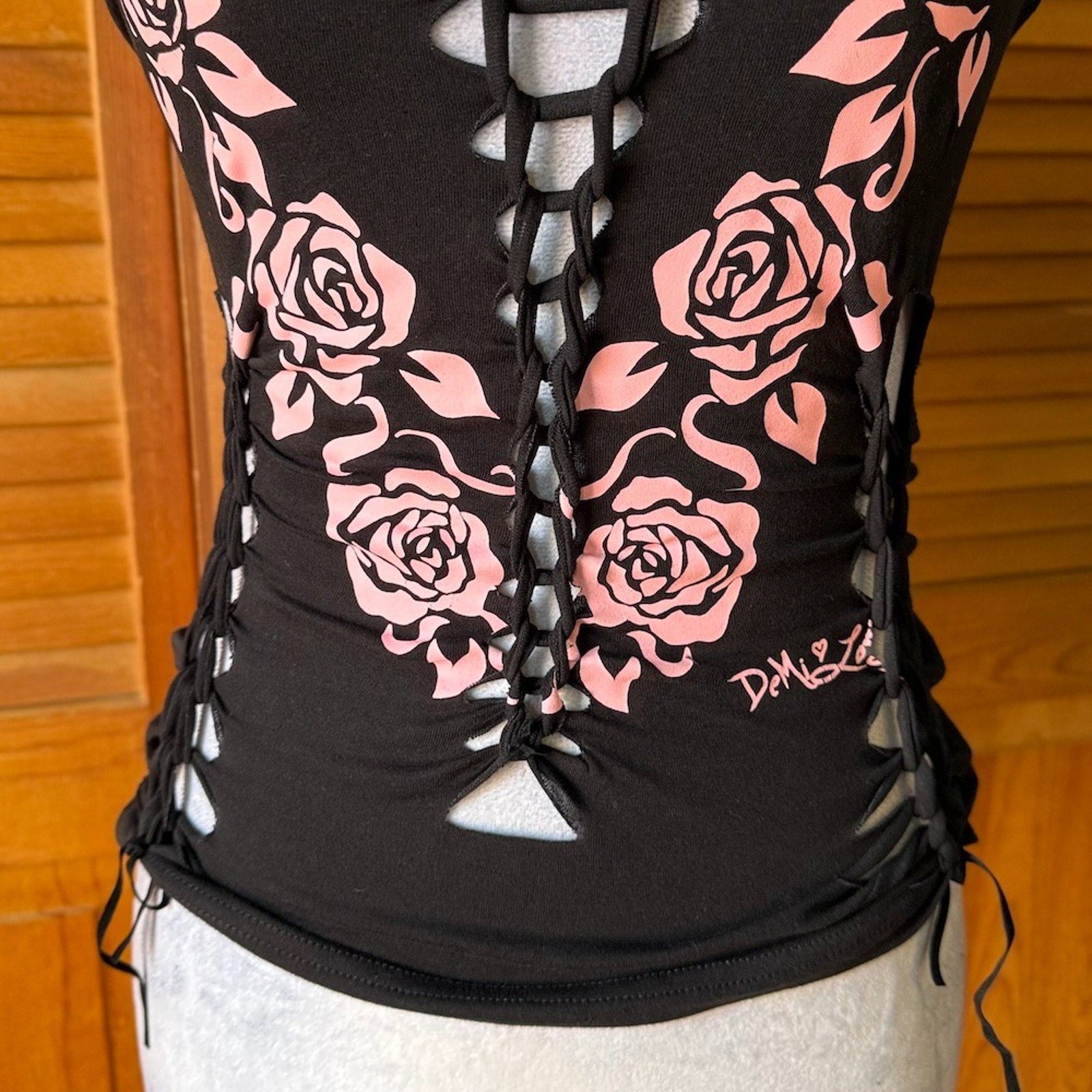 Demi Loon Punk Goth Emo Grunge "Desert Rose" Slashed Cutout Festival Tank