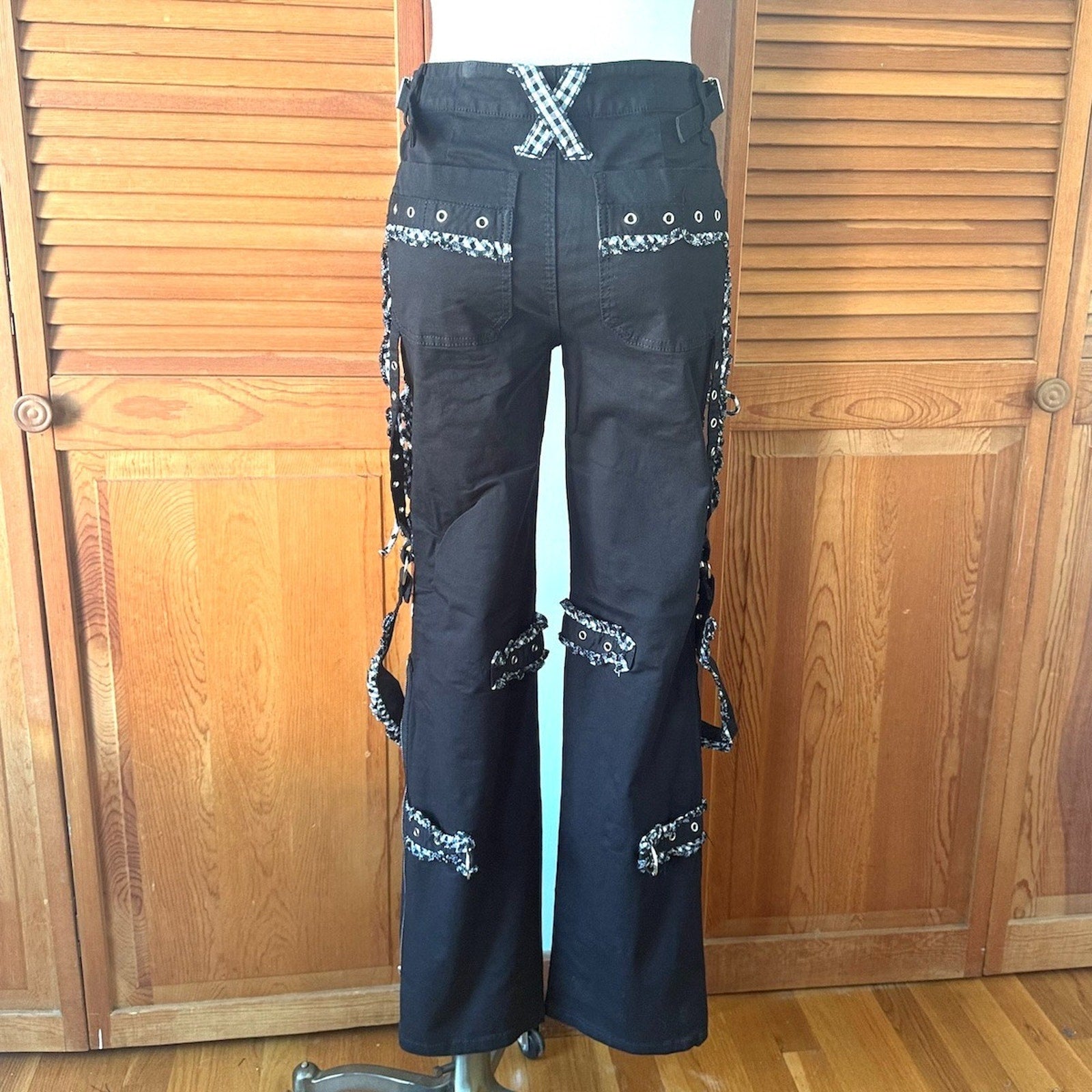 Tripp NYC Gothic Lolita EGL Punk Vkei Black White Lace Up Ruffle Pants