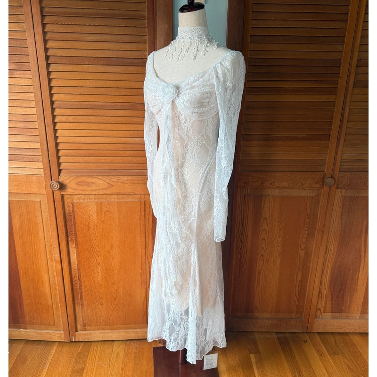 Whimsigoth Victorian Steampunk Lost Age of Innocence White Lace Rose Dress L