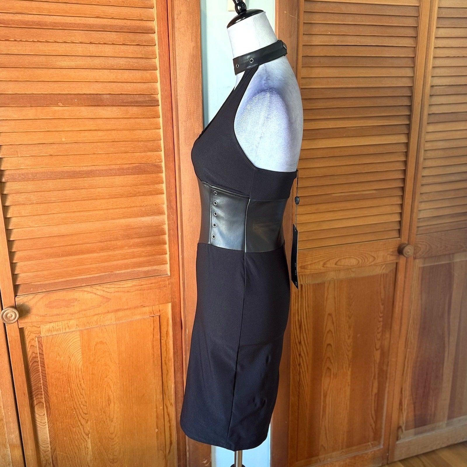 Killstar Goth Punk PinUp Retro Fetish Elegant Bodycon Faux Leather Waist Dress