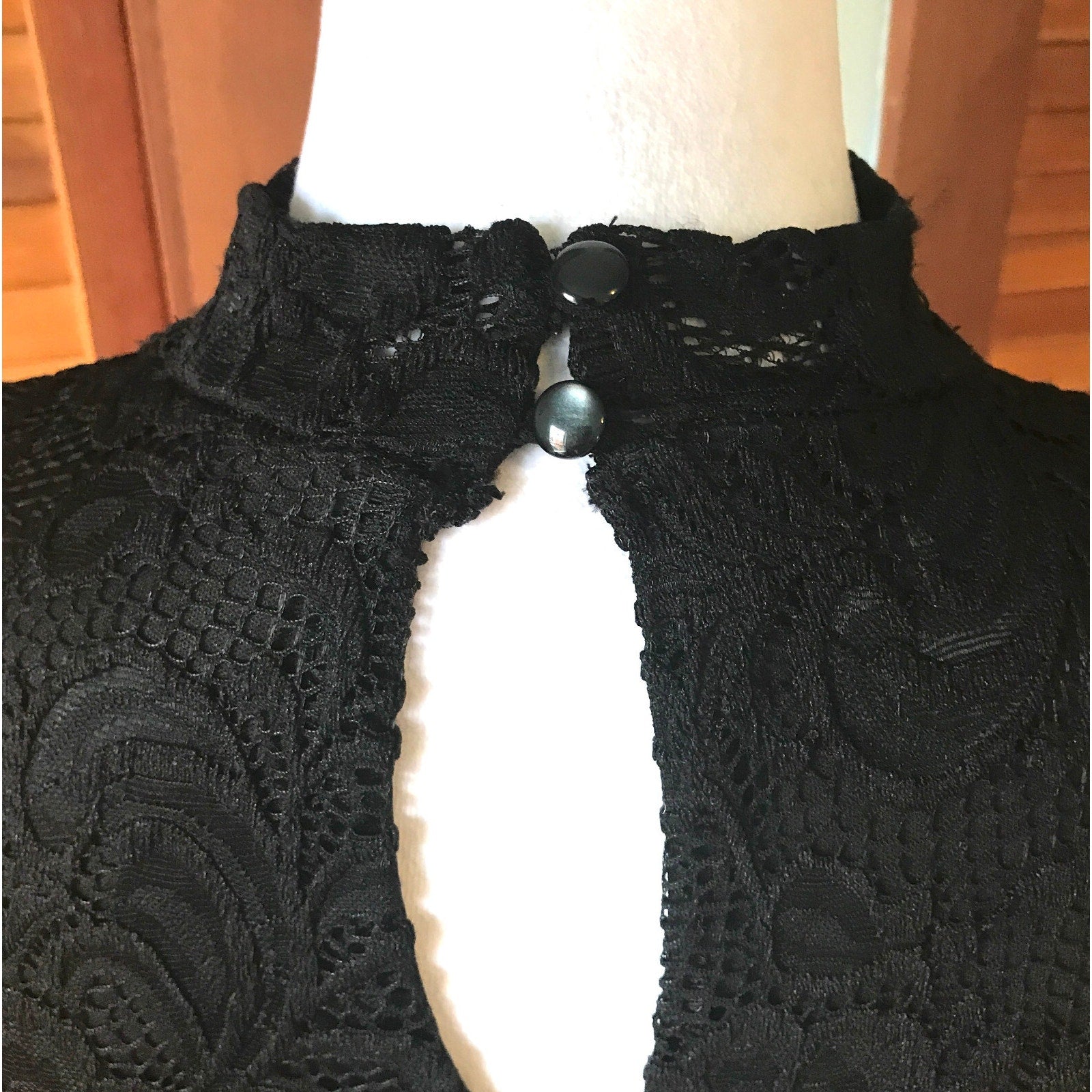 Gothic Victorian Black Lace Revamped Mini Dress w/ Cincher Belt S