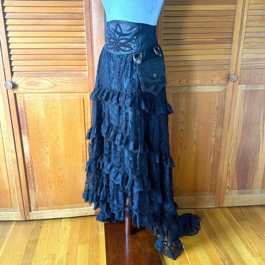 Vintage Lip Service Winchester Emporium Black Lace High Waist Skirt XS