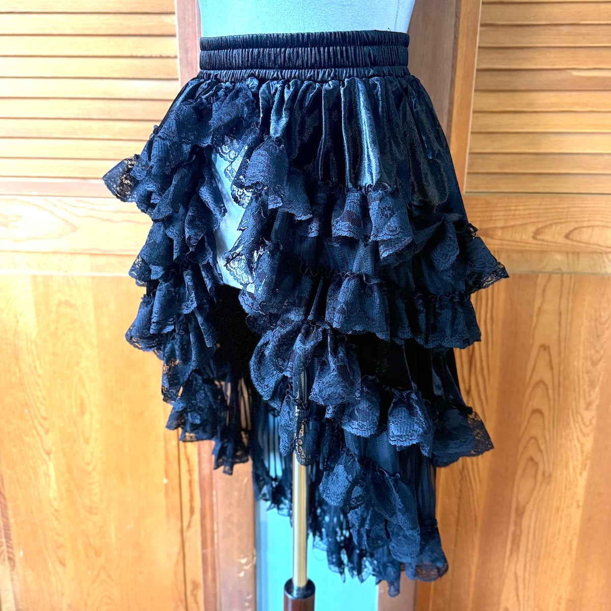 Dark in Love Blissful Billows Black Velveteen & Lace Gothic Overskirt