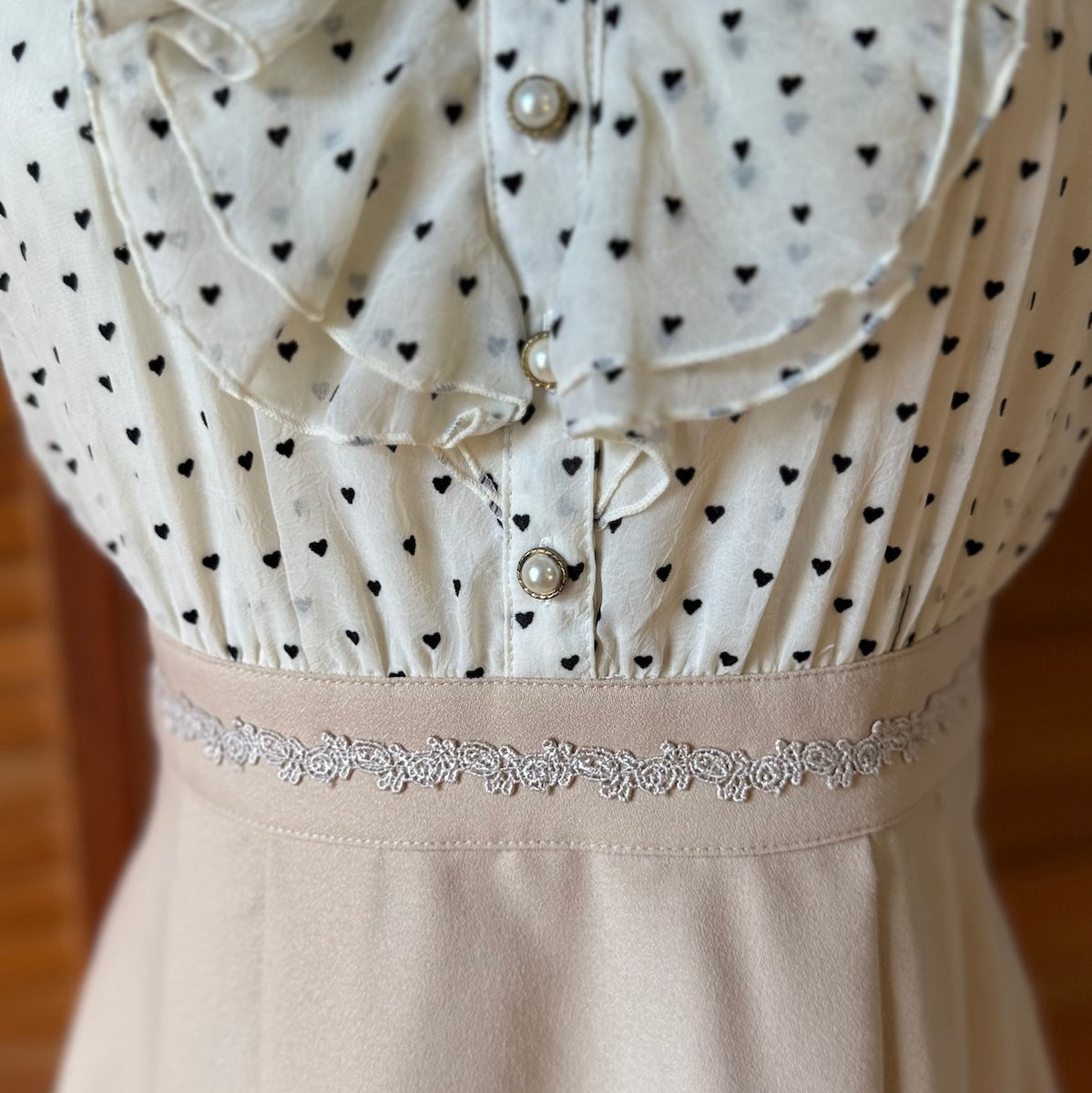 J-fashion Prime Pattern Dollcore Jirai Himekaji Hearts & Ruffles Dress M
