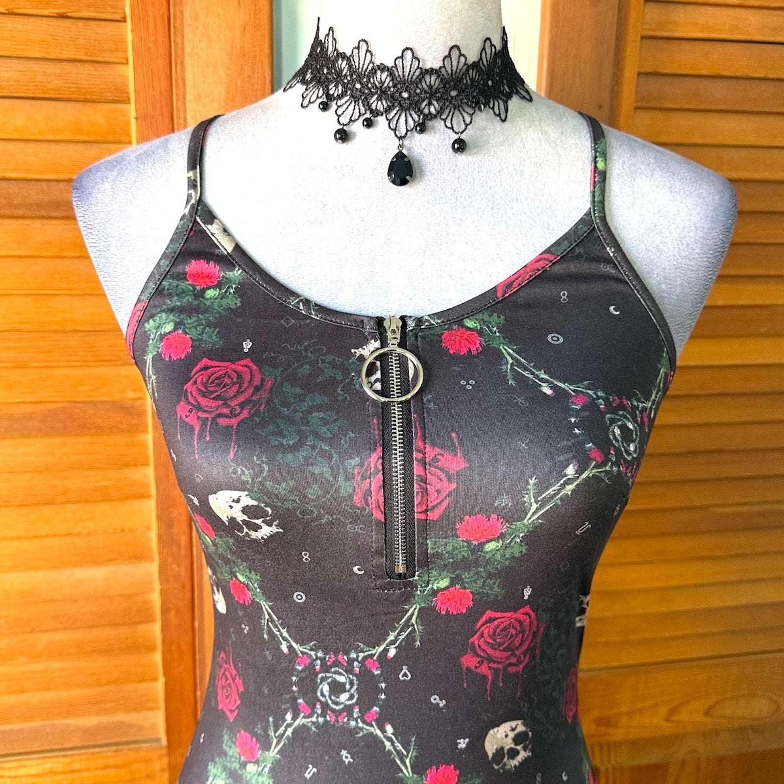 Jawbreaker Goth Punk Alt Emo Walk in the Cemetary Skull & Roses Mini Dress