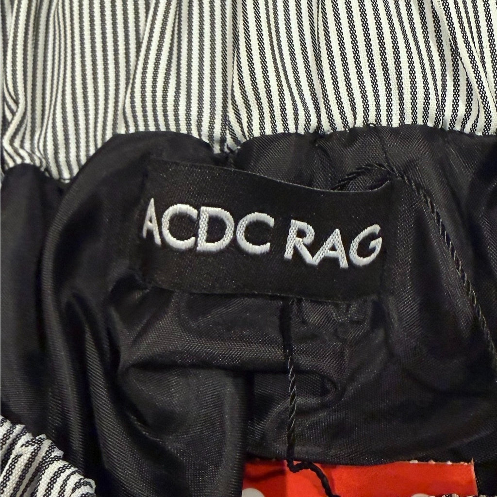 ACDC Rag Lolita EGL Goth Punk Emo Gray Black Zipper Cross Chain Lace Trim Skirt