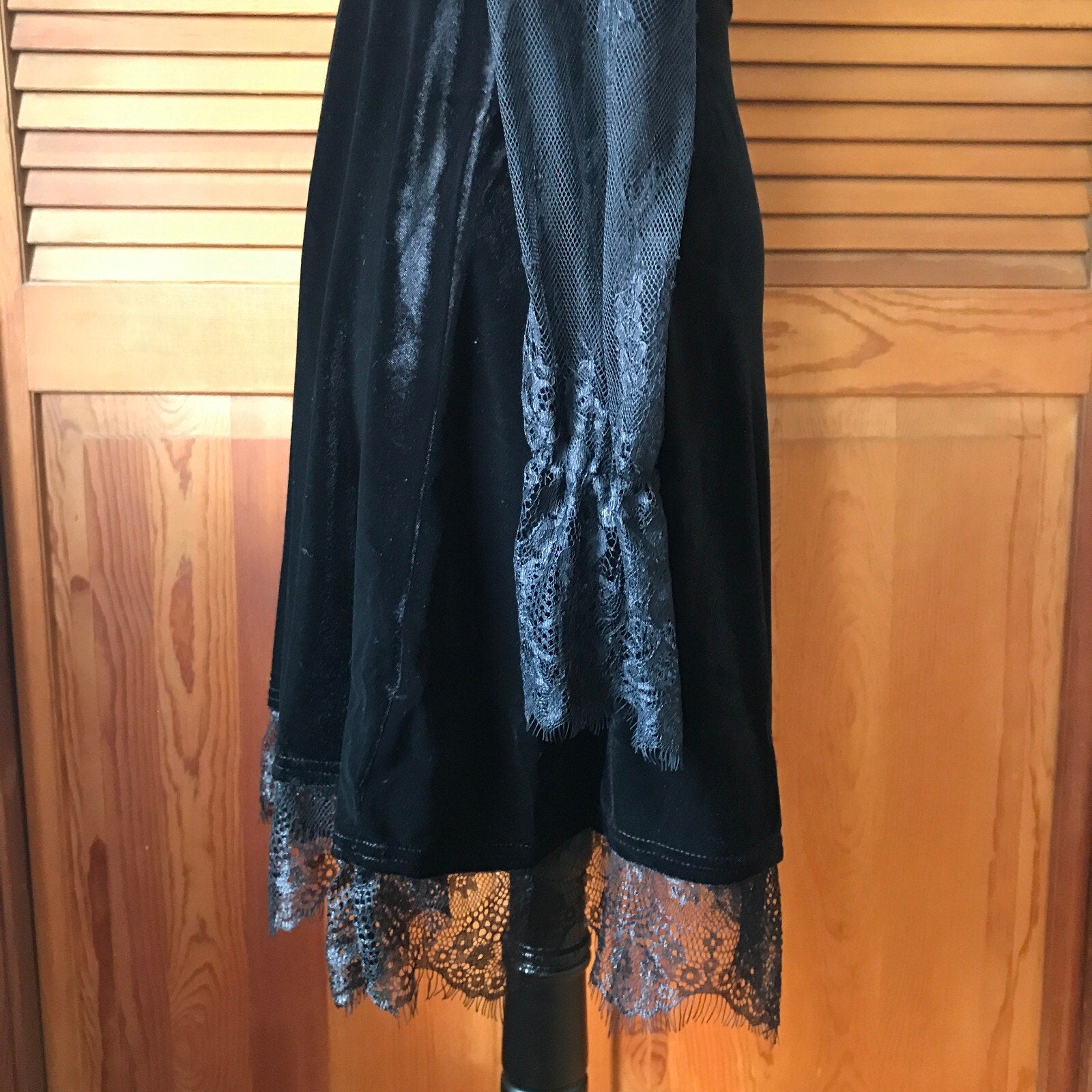 Gothic Victorian Dark Side of the Moon Black Velvet & Lace Dress