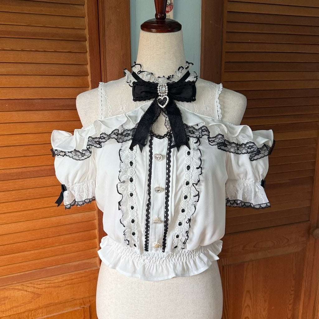 J-Fashion Jirai Kei Gyaru Harajuku Black White Top & Skirt Set Up Outfit