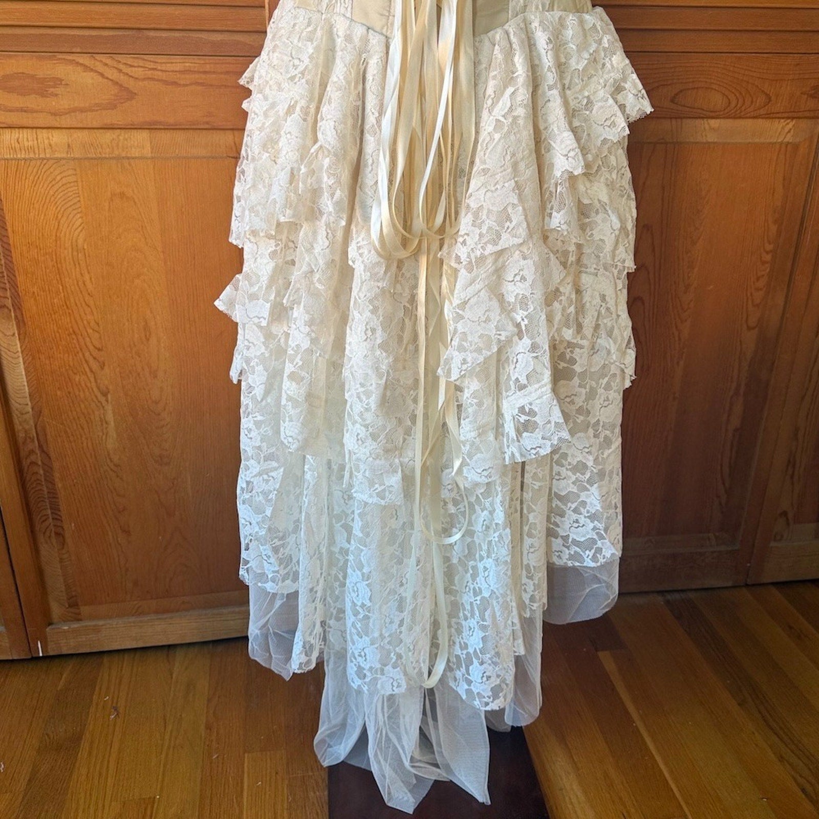 Burleska Gothic Victorian Renaissance Cream Taffeta Lace Corset Dress