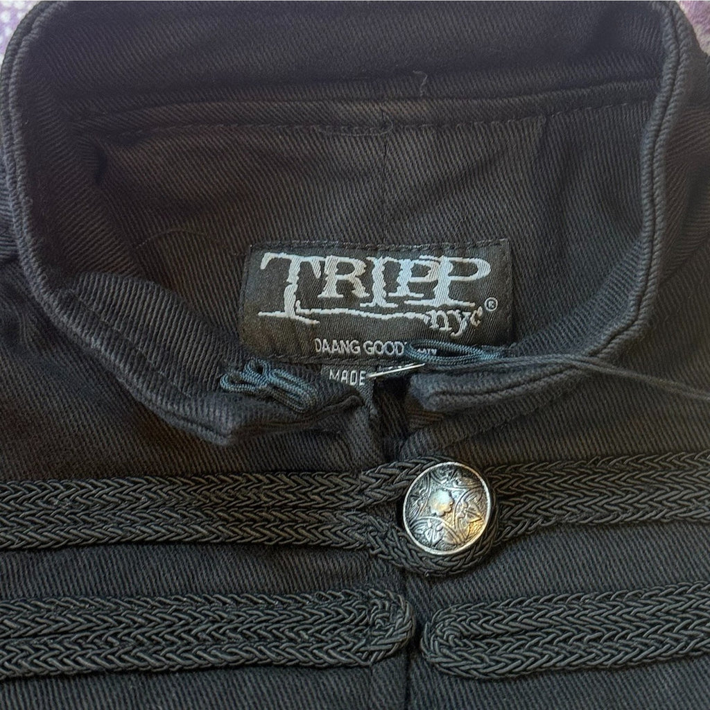 Tripp NYC Goth Punk Steampunk Victorian Vampire Vkei Military Y2K Long Jacket XS