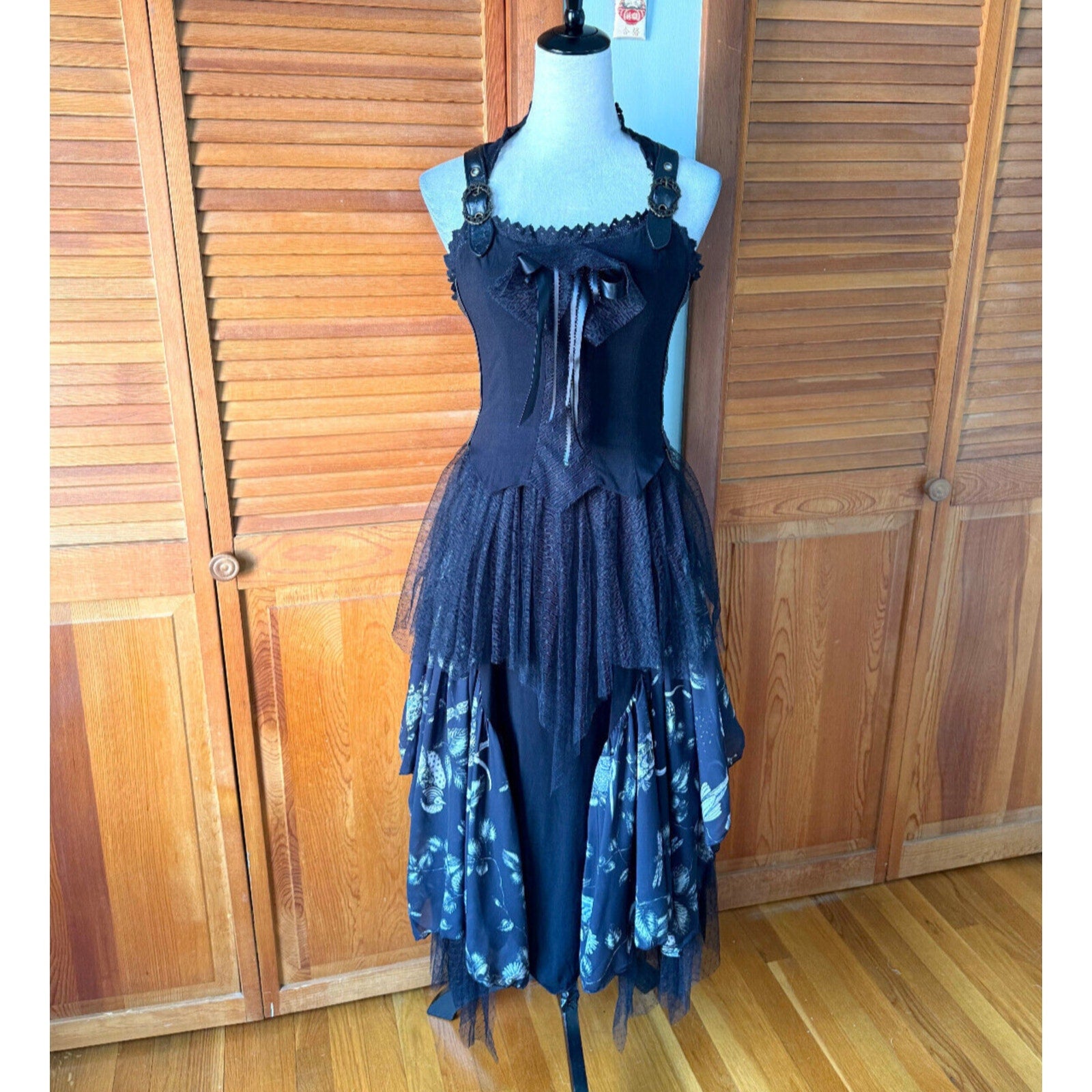 Vintage Lip Service Gothic Victorian Dark Fairycore Woodland Dress XS
