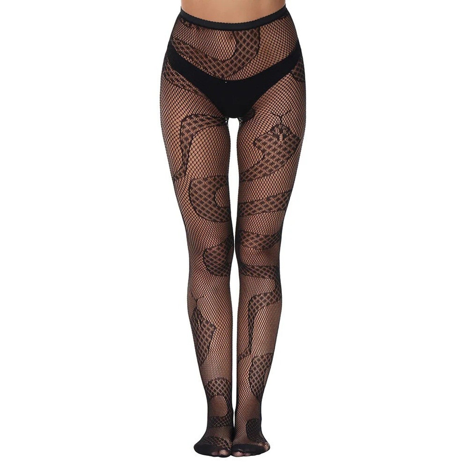 Gothic Victorian Punk Snake Print Stockings Pantyhose OS