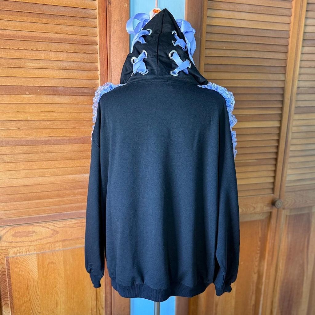 ACDC Rag Lolita EGL Goth Punk Emo Yami Kawaii Ground Mine Zip Ruffle Hoodie