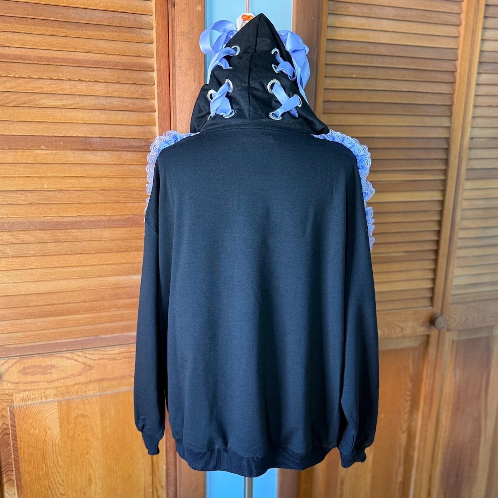 ACDC Rag Lolita EGL Goth Punk Emo Yami Kawaii Ground Mine Zip Ruffle Hoodie