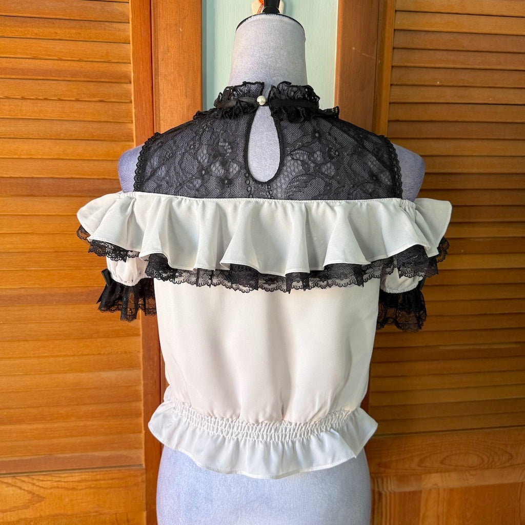 J-fashion Jirai Kei Gyaru Ryosangata Harajuku Pink Black Bow Heart Blouse Top