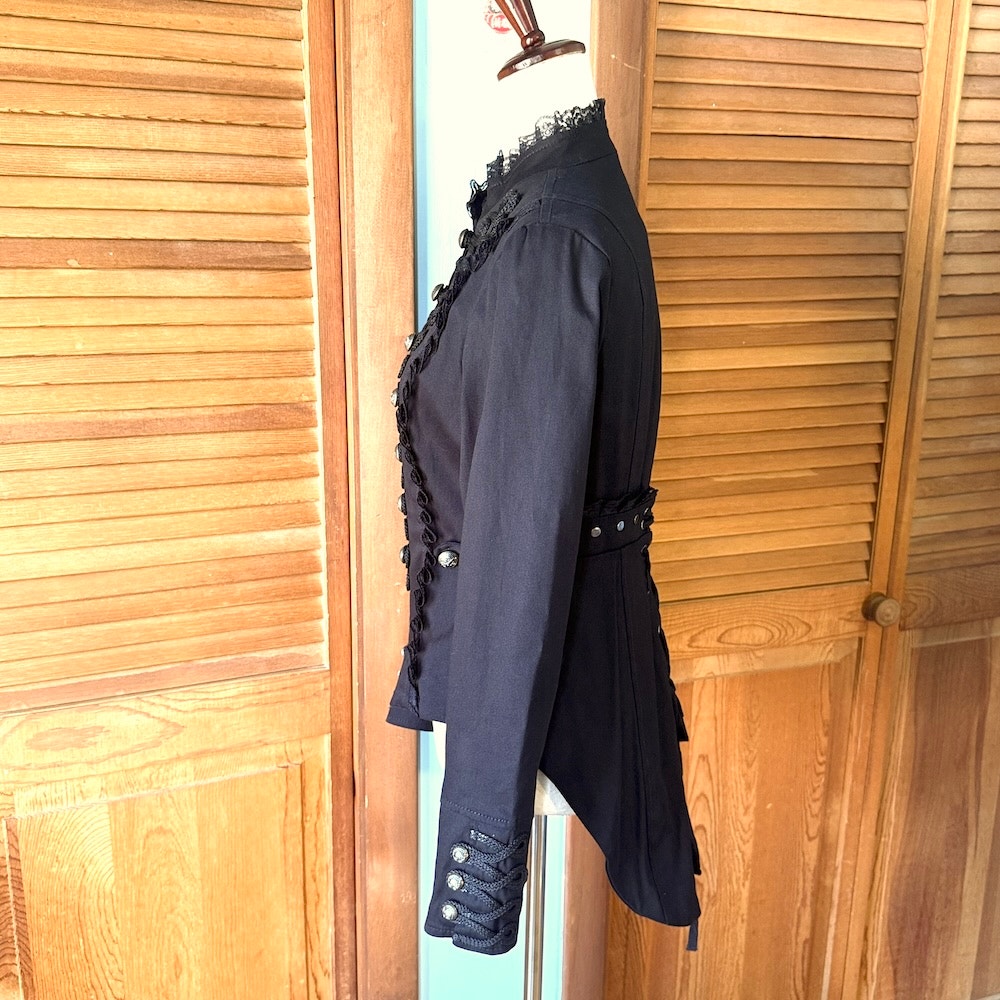 Gothic Victorian Vampire Military Black Tailcoat Jacket S-M