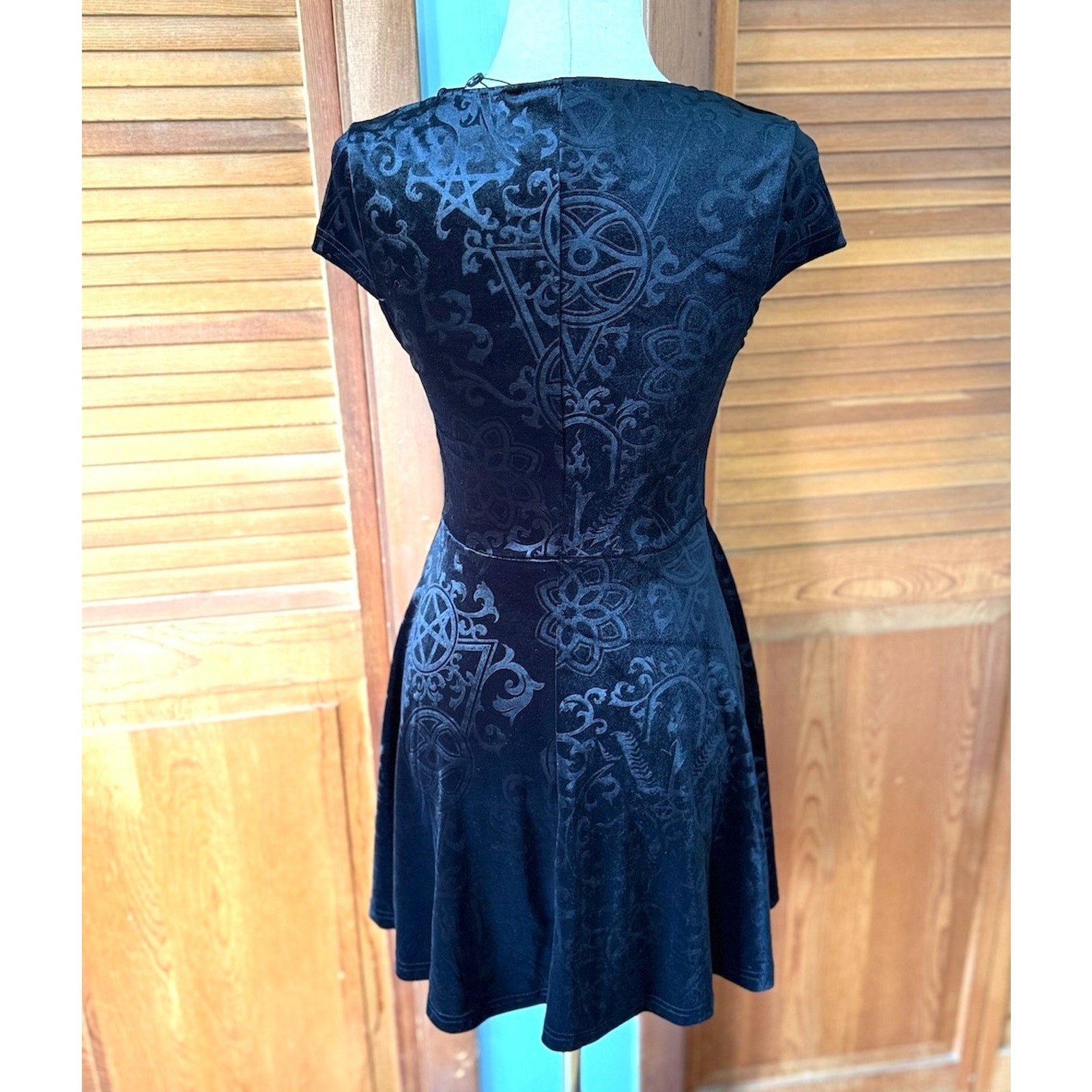 Killstar Gothic Lolita Punk Witch Halloween Black Velvet Blasphemia Dress XS