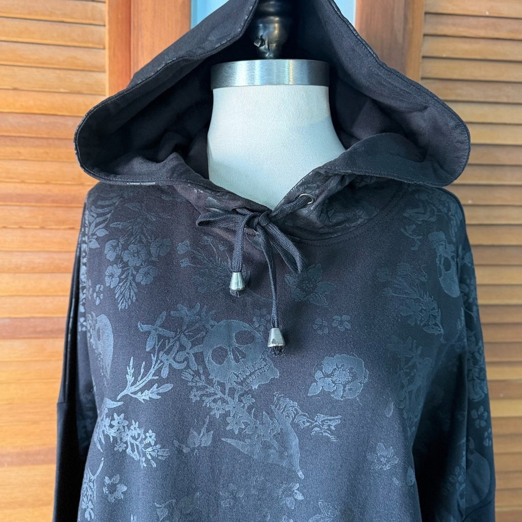 Jawbreaker Garden Goth Punk Emo Rest In Peace Skull & Flowers Black Hoodie