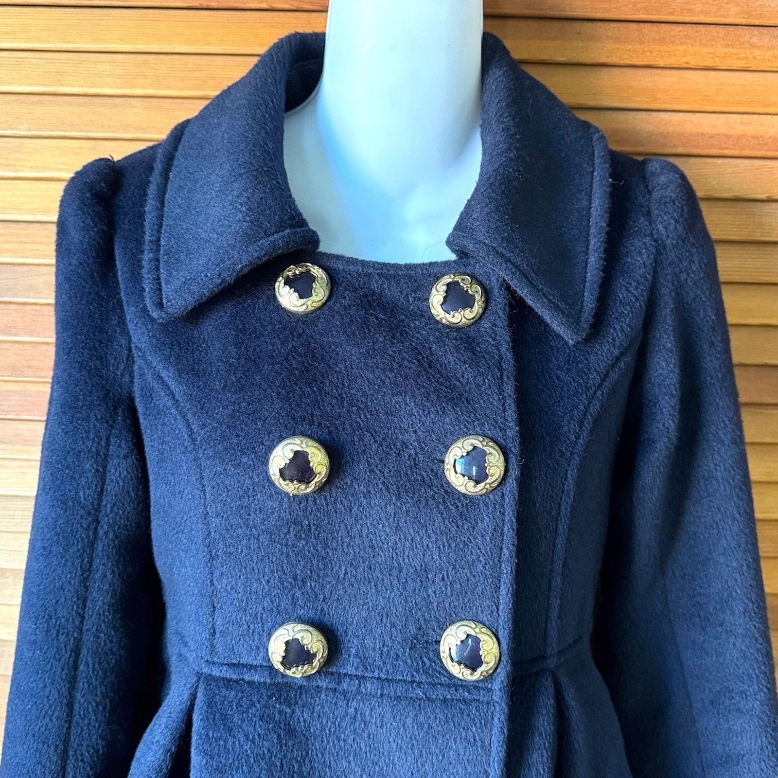 Liz Lisa J-Fashion Gyaru Kawaii EGL Dollcore Dark Blue Wool Blend Coat 0 XS