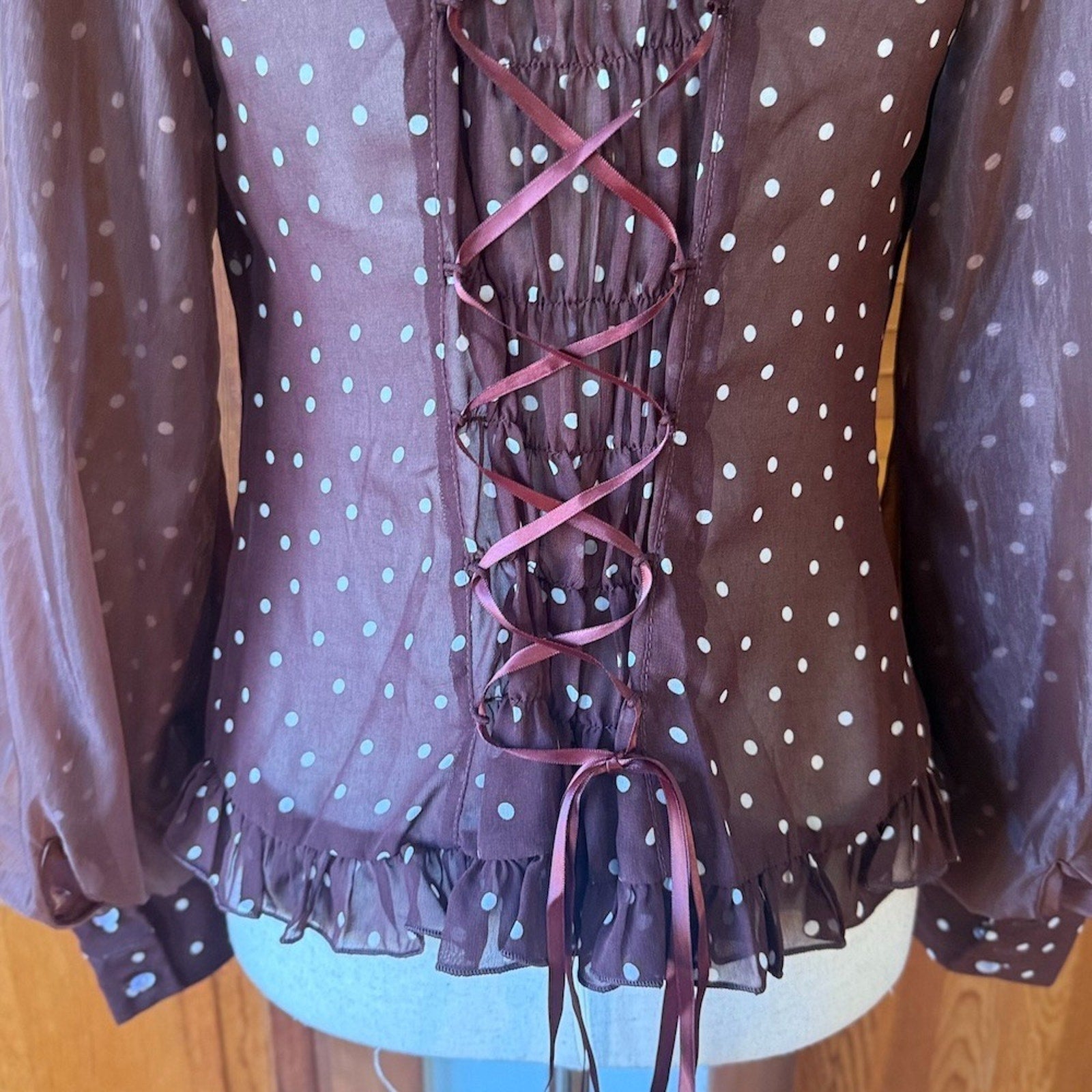 Bodyline J-fashion Gyaru Dollcore Lolita EGL Harjuku Brown Polka Dot Shirt L