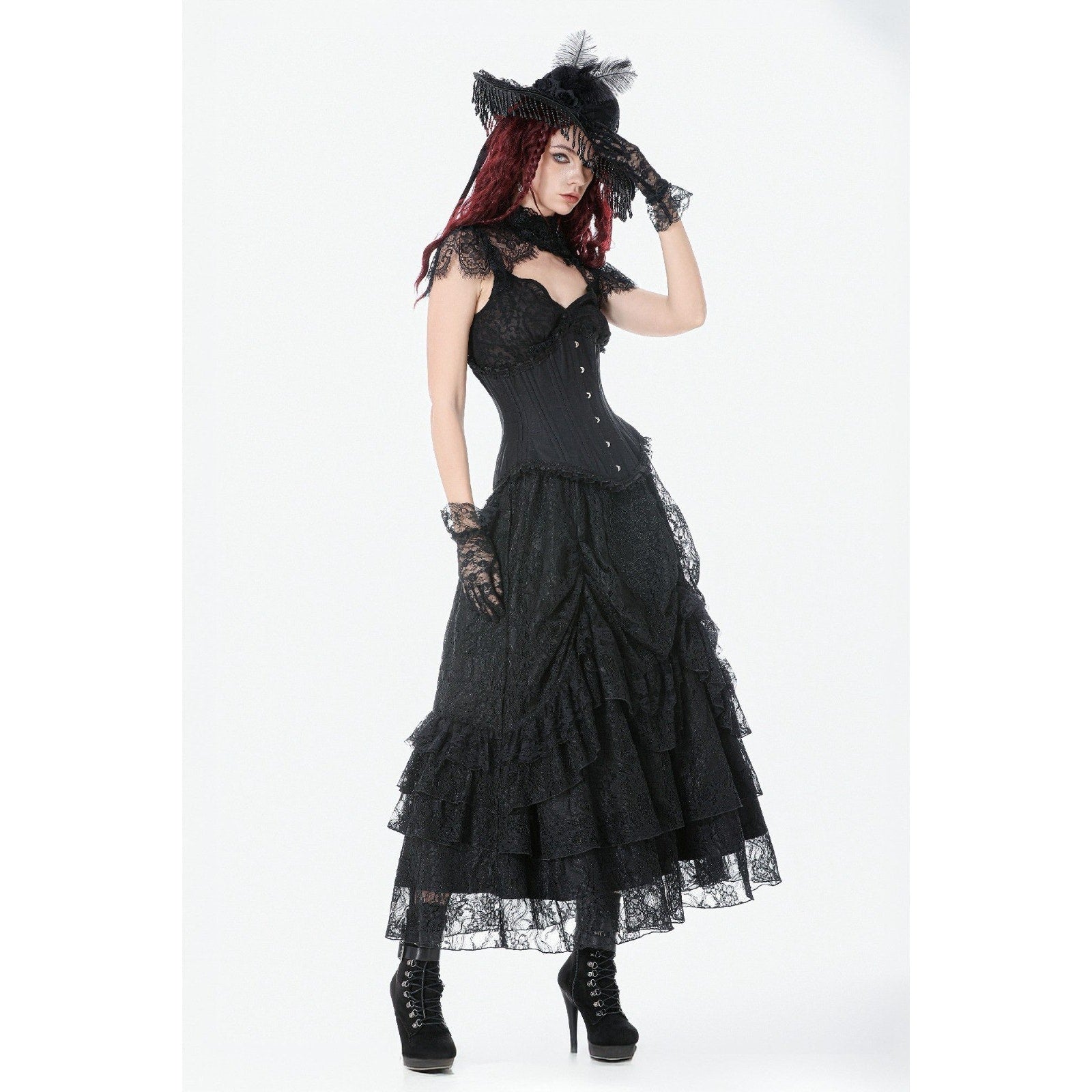 Dark in Love Gothic Victorian Vampire Vkei Black Lace & Ruffle Skirt XS-XL