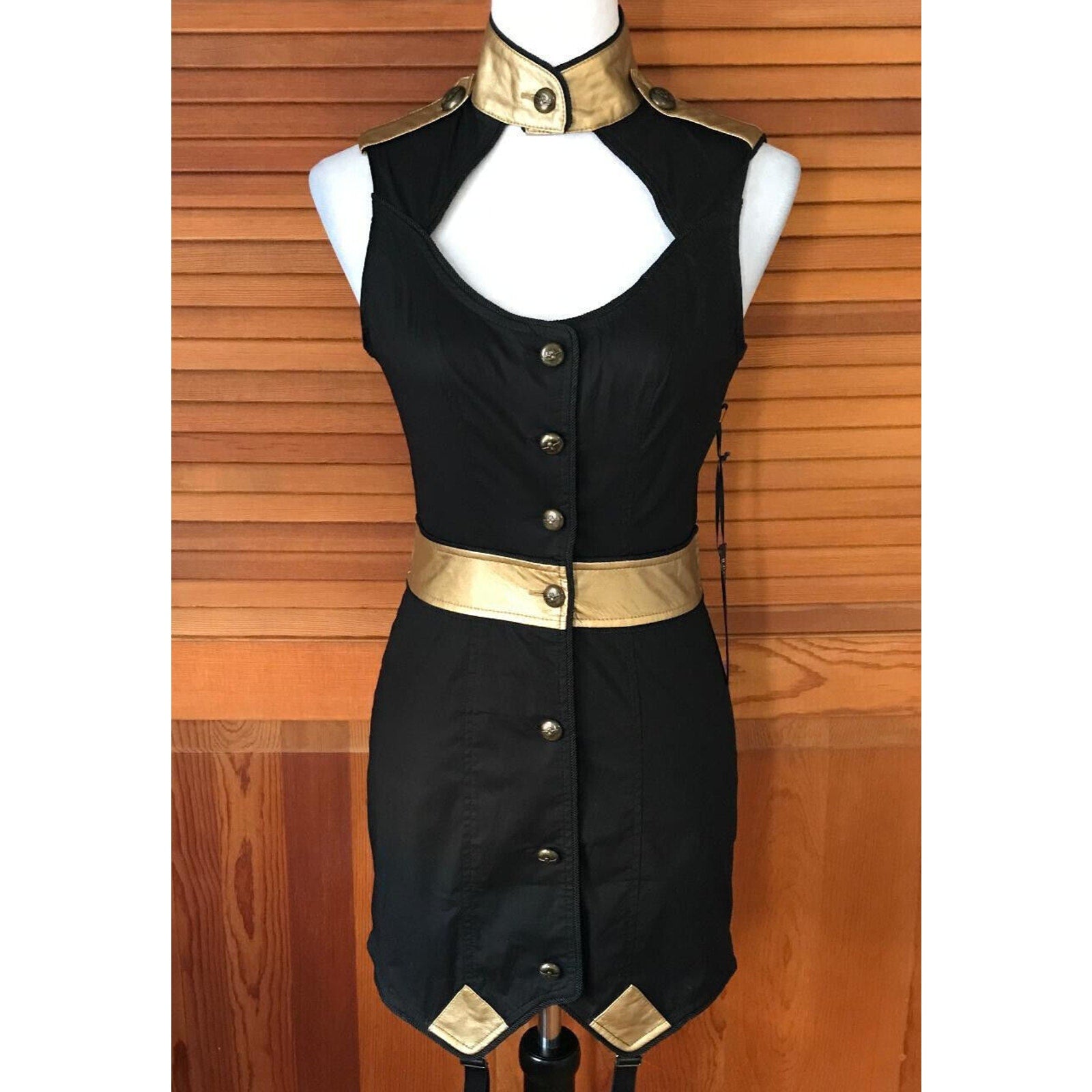Vintage Lip Service Goth Punk Steampunk Military Cosplay Garter Tunic Dress