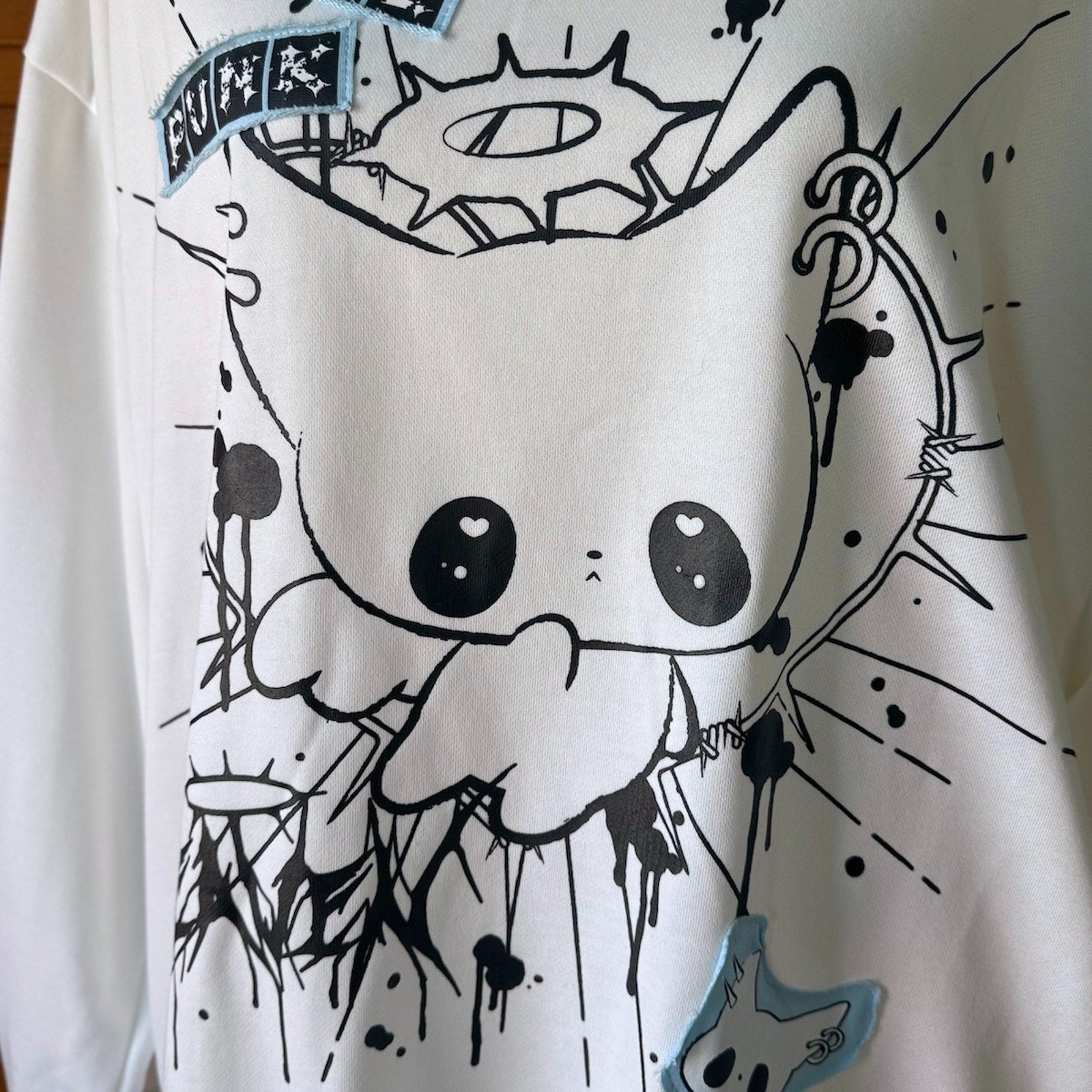 ACDC Rag Lolita EGL Yami Kawaii Angel Punk Kitty Cat Ears White Hoodie