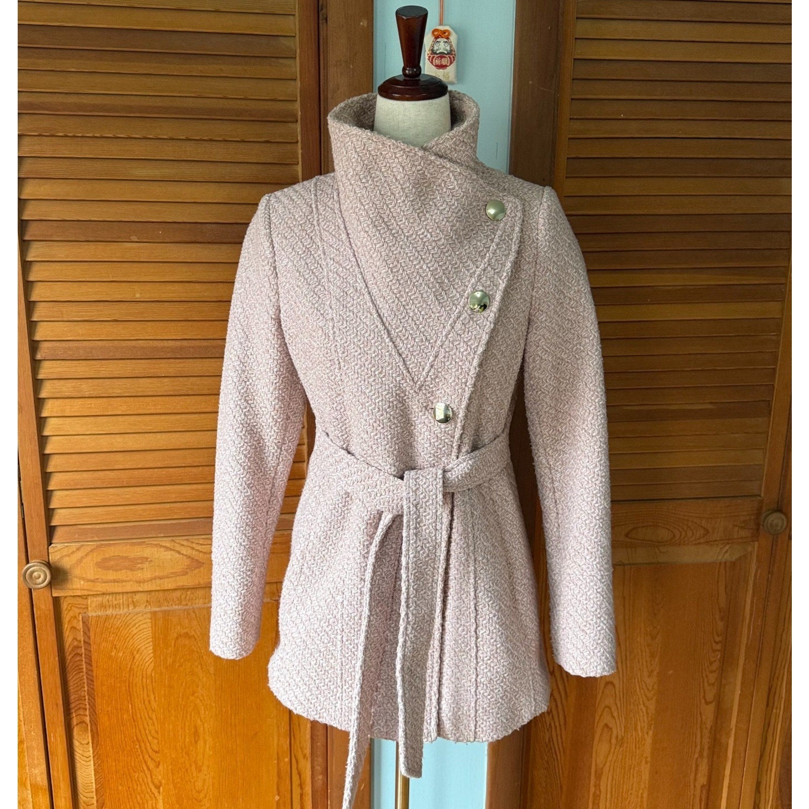 Dollcore Dolly Gyaru Himekaji Pink Oversized Collar Pea Coat Jacket S