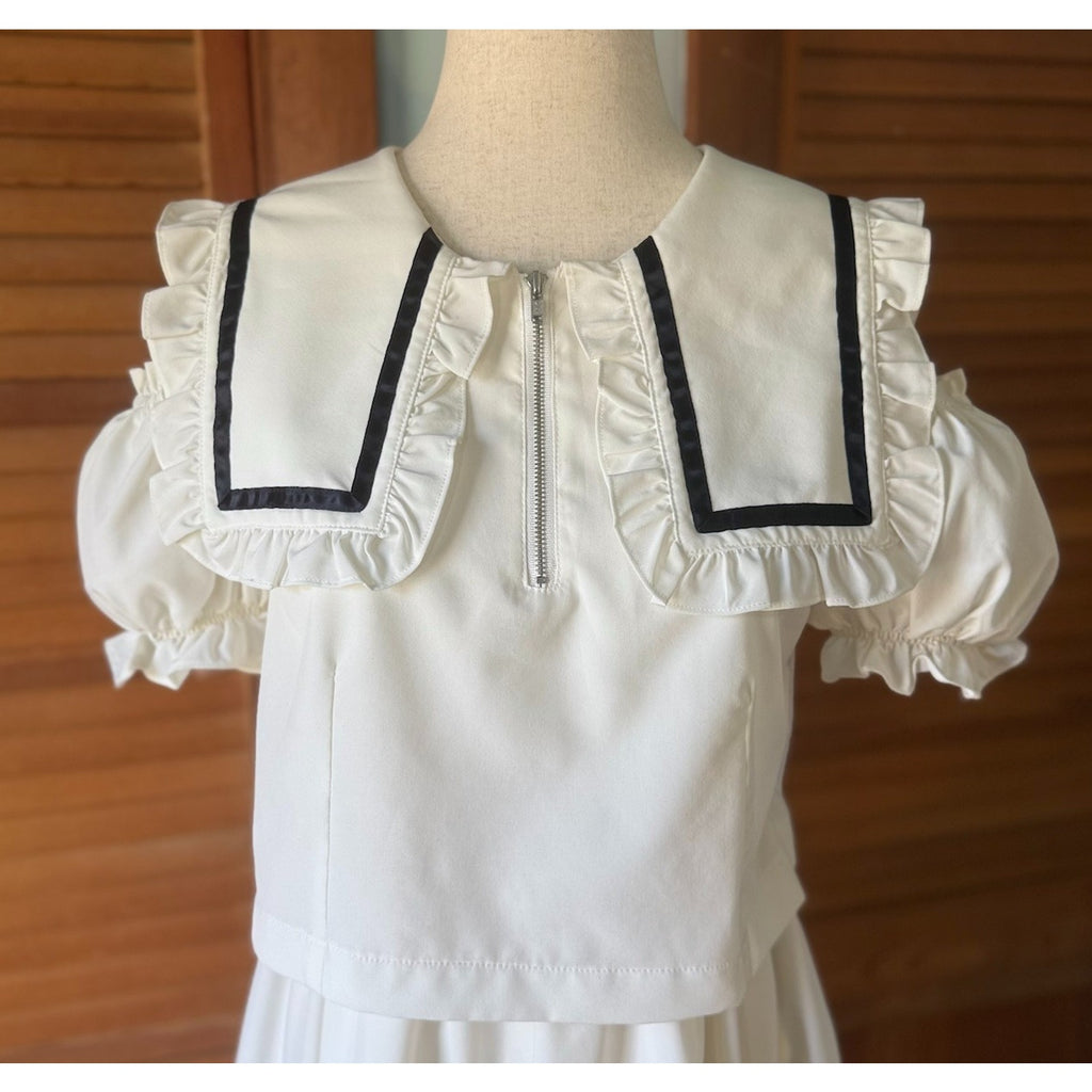 Ank Rouge J-fashion Jirai Kei Gyaru Dollcore White Sailor Collar Dress w/ Bow M