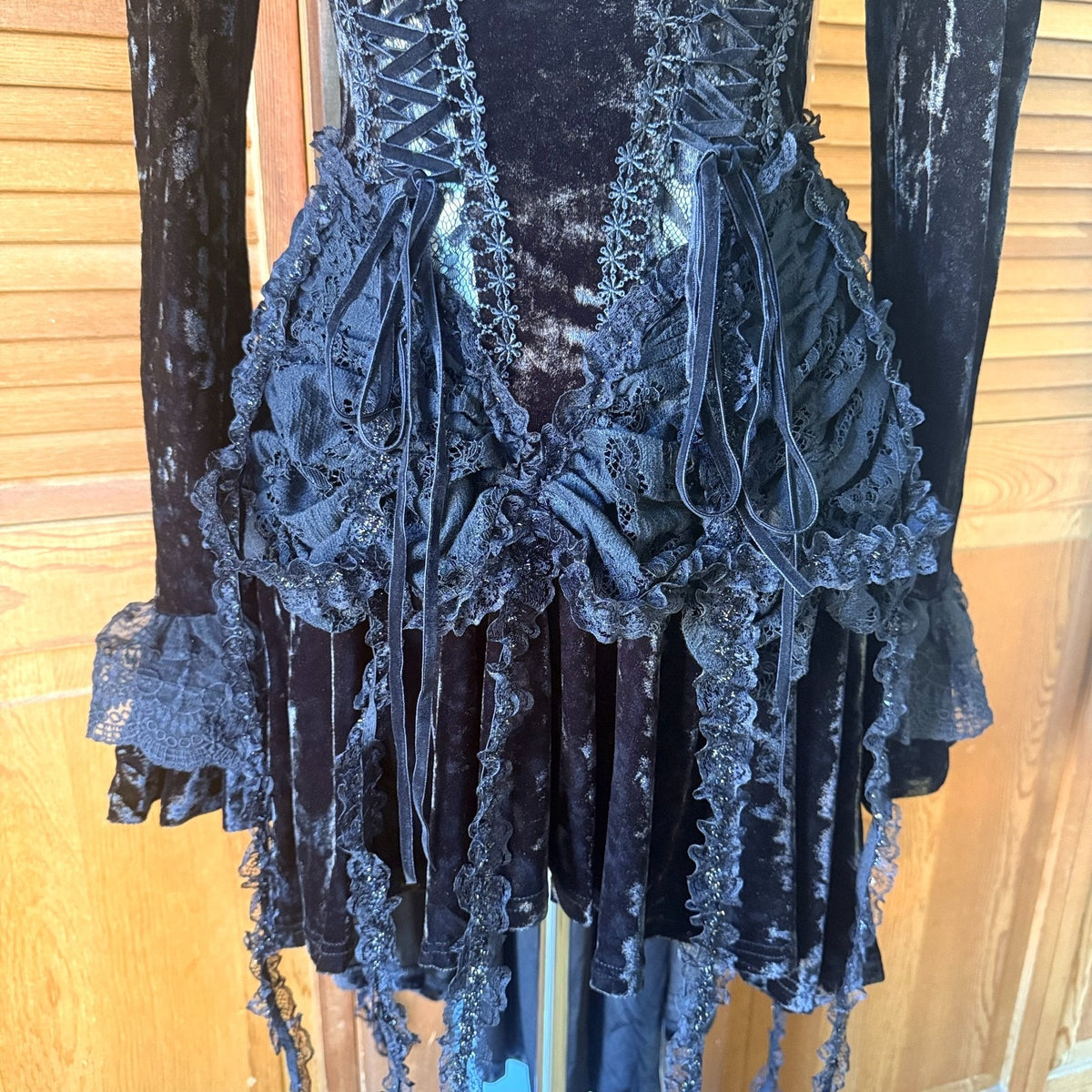 Dark In Love Gothic Victorian Dark Fairy Fare Black Velvet Lace Up Dress