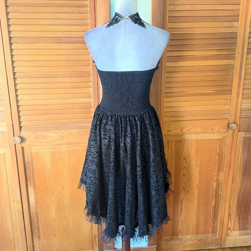 Garden Goth Victorian Dark Fairycore Witchcore Sinister Foliage Black Dress
