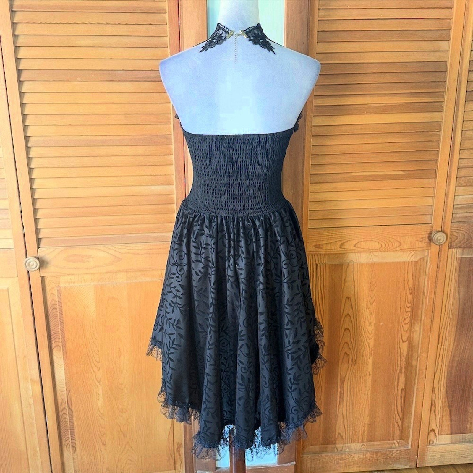 Garden Goth Victorian Dark Fairycore Witchcore Sinister Foliage Black Dress